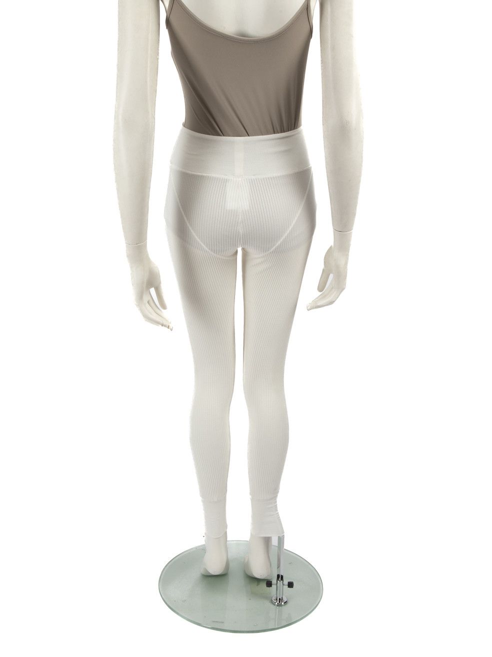 Versace White Ribbed Leggings Size 26" / US 2 / IT 38 - 3 Thumbnail