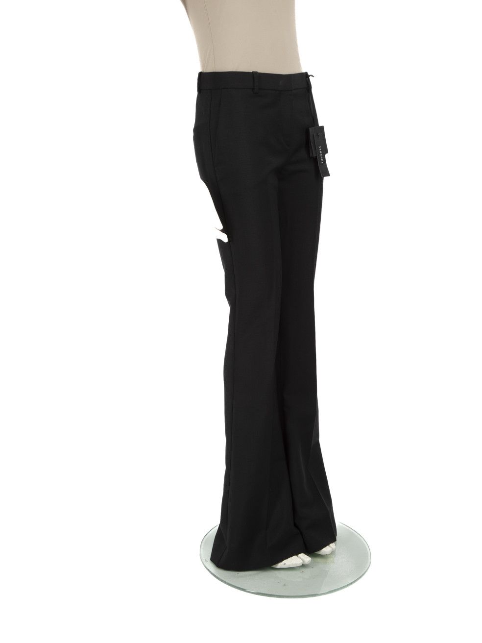 Versace Black Mohair Pleated Straight Leg Trousers Size 25" / US 0 / IT 36 - 2 Thumbnail