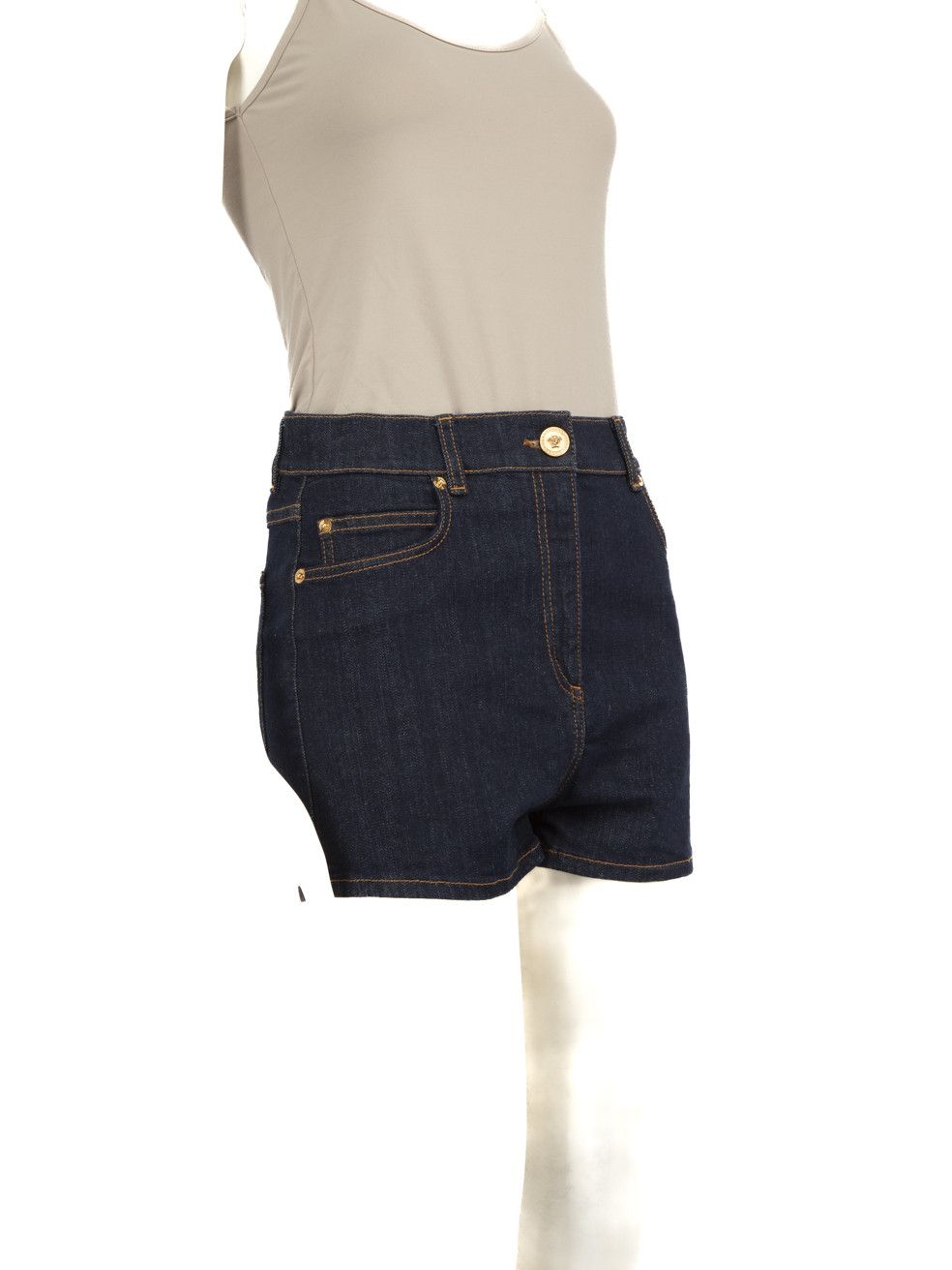 Versace Dark Blue Denim Mini Shorts Size 28" / US 6 / IT 42 - 2 Thumbnail