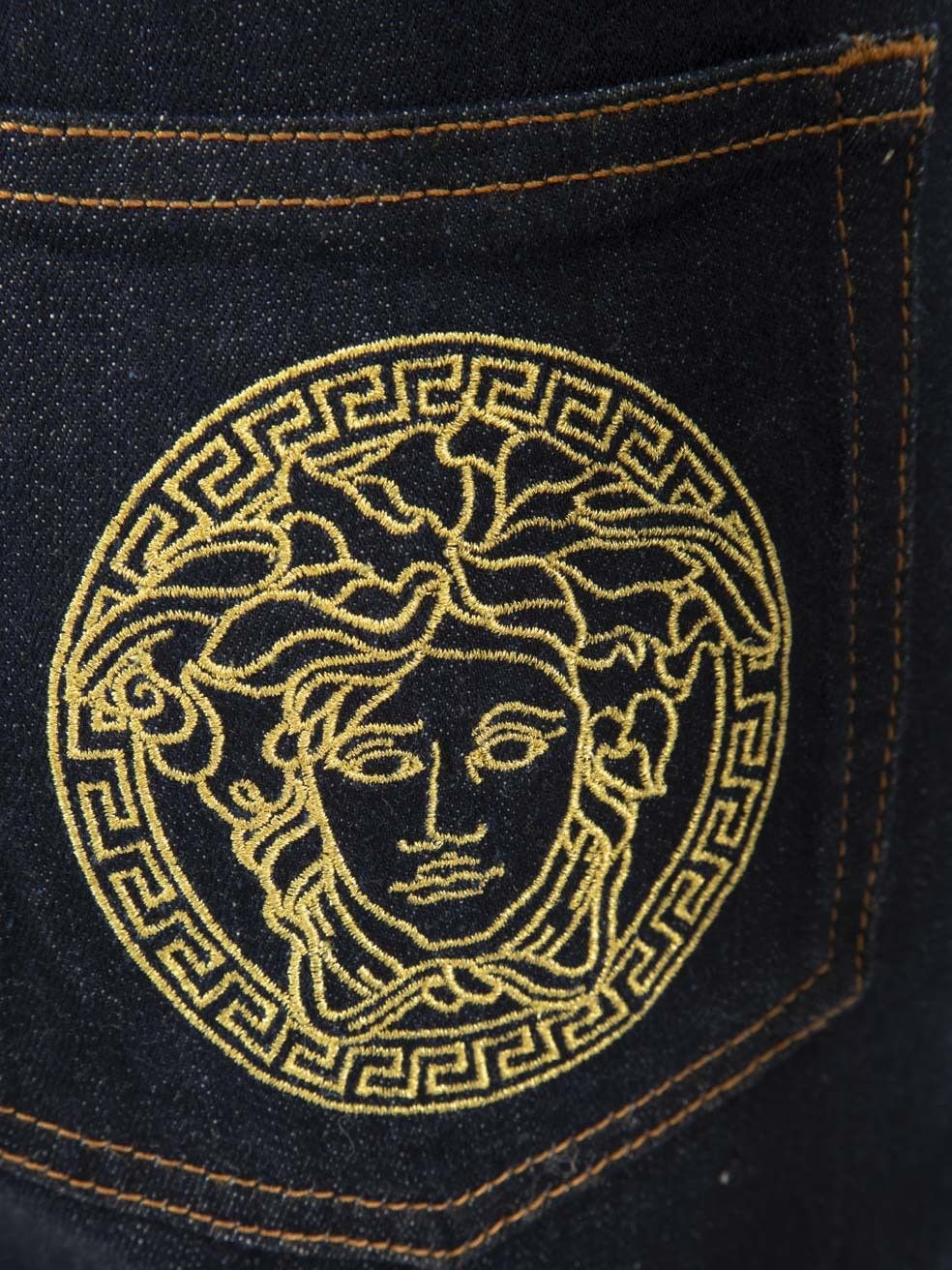 Versace Dark Blue Denim Mini Shorts Size 28" / US 6 / IT 42 - 5 Thumbnail