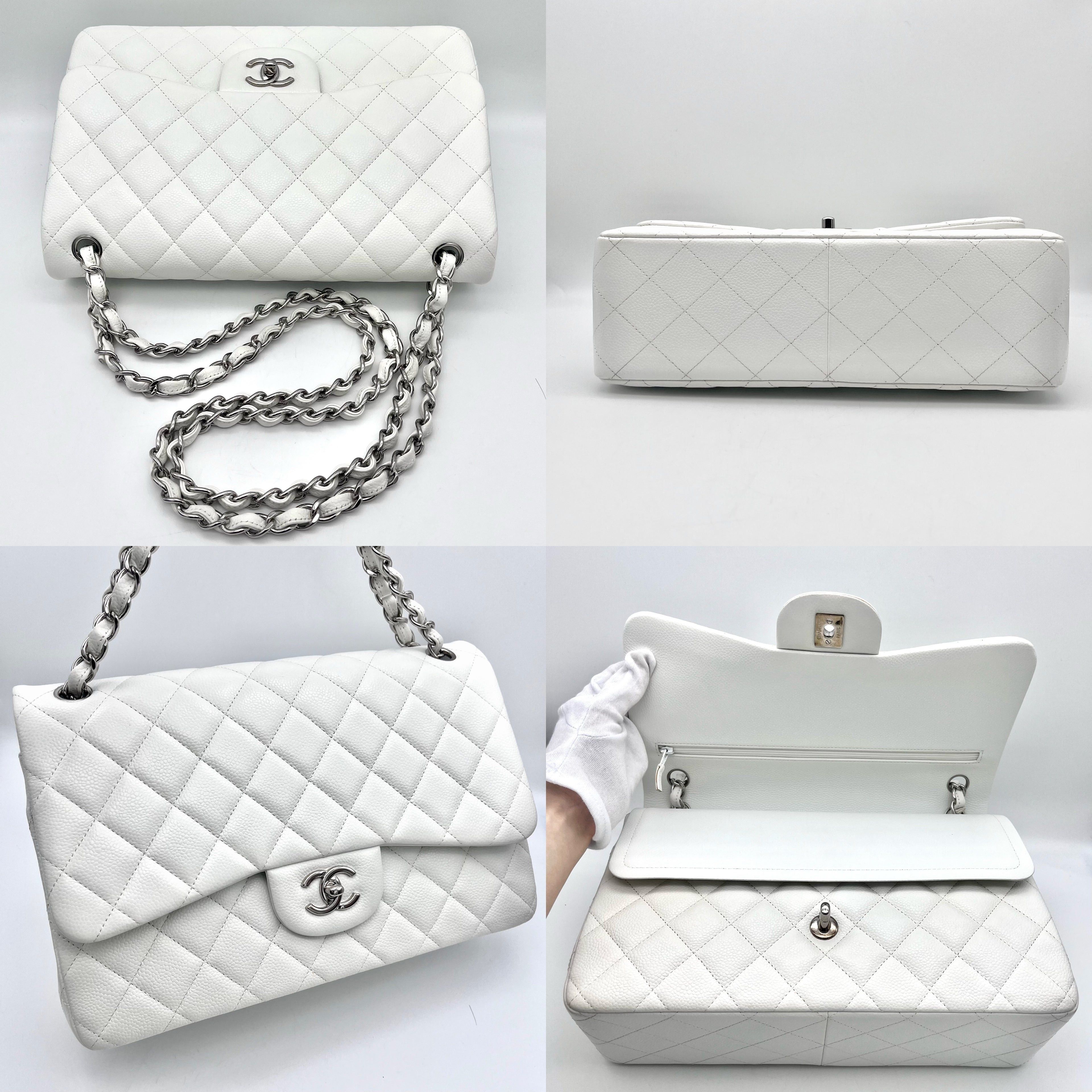 Chanel Chanel Caviar Skin Matelasse Coco Mark Turn Rock Classic Flap Gm White Shw Size ONE SIZE - 7 Thumbnail