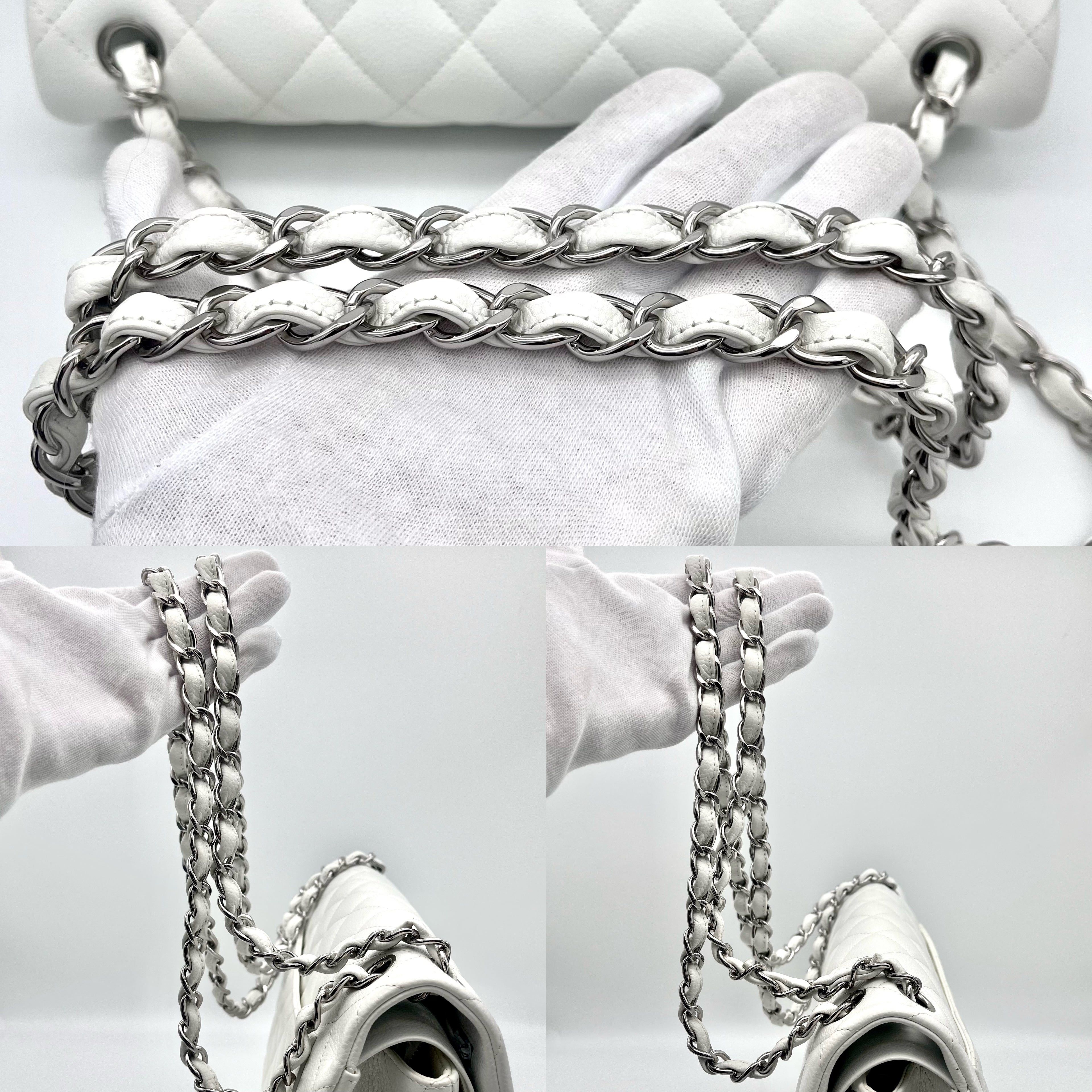 Chanel Chanel Caviar Skin Matelasse Coco Mark Turn Rock Classic Flap Gm White Shw Size ONE SIZE - 8 Thumbnail