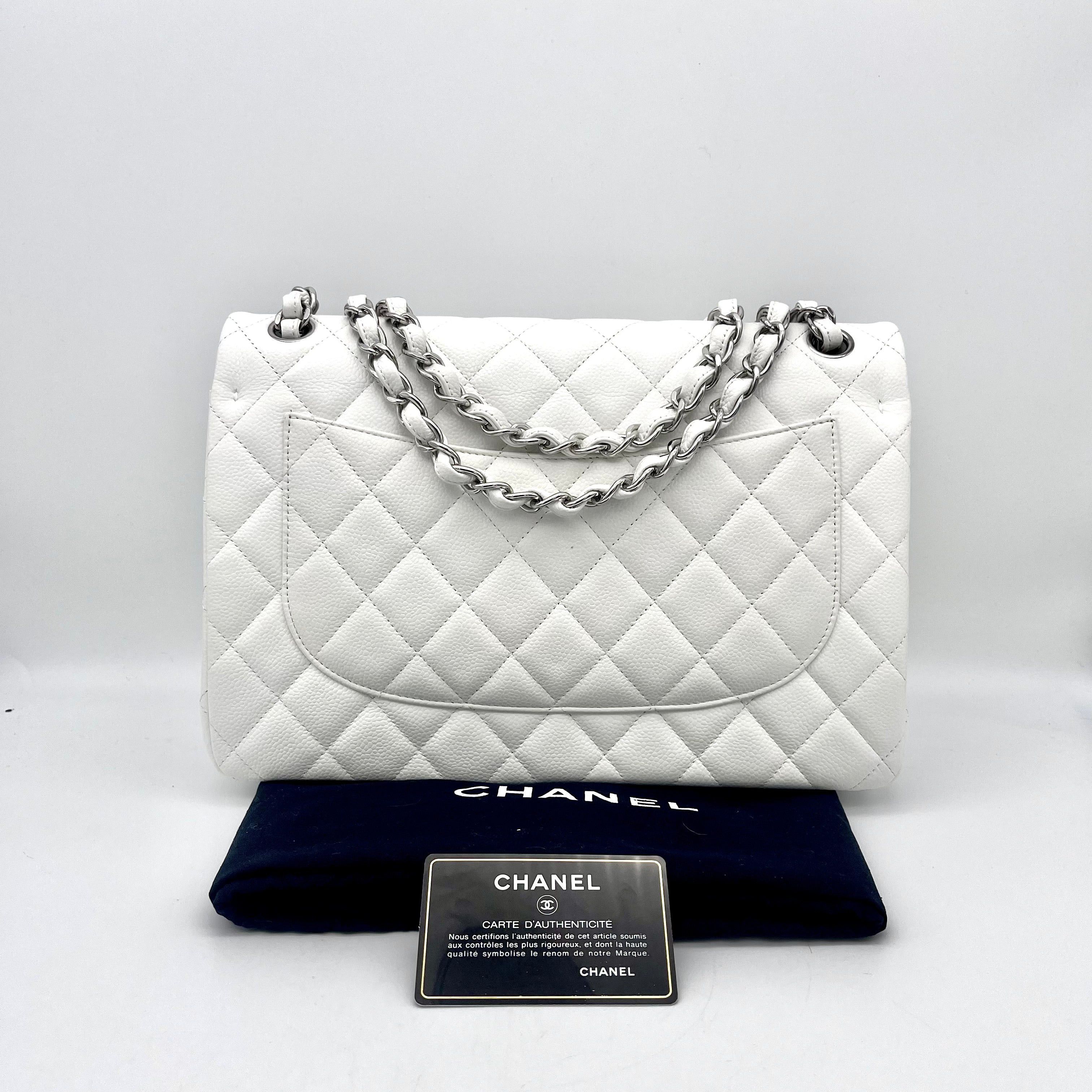 Chanel Chanel Caviar Skin Matelasse Coco Mark Turn Rock Classic Flap Gm White Shw Size ONE SIZE - 5 Thumbnail