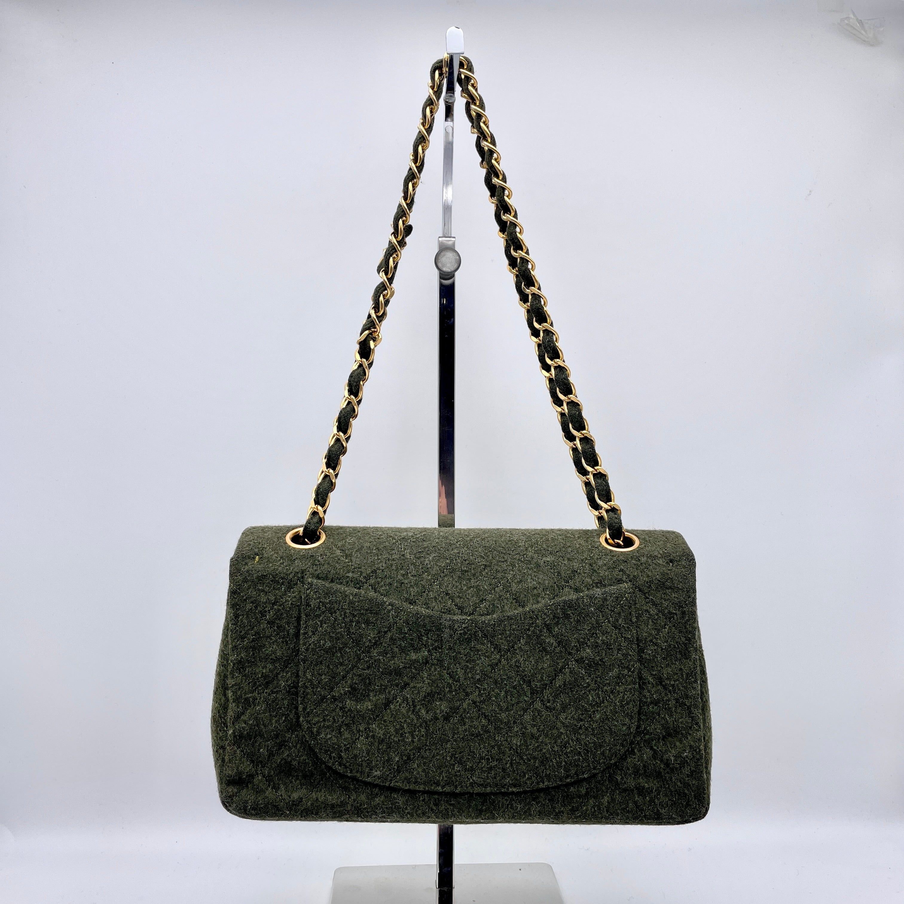 Chanel Chanel Matelasse Classic Flap 23 Wool Green Ghw Size ONE SIZE - 5 Thumbnail