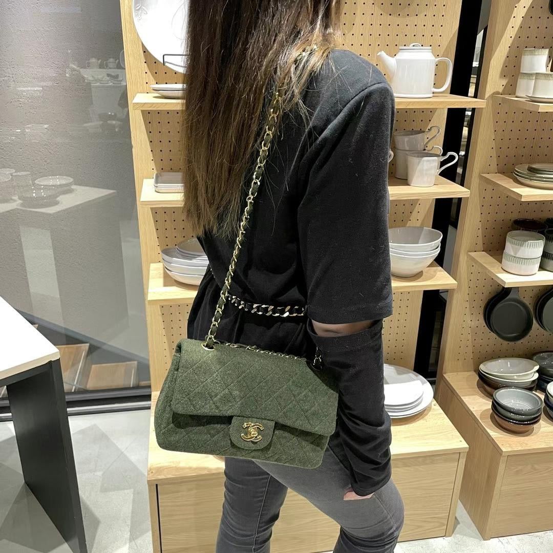 Chanel Chanel Matelasse Classic Flap 23 Wool Green Ghw Size ONE SIZE - 2 Thumbnail