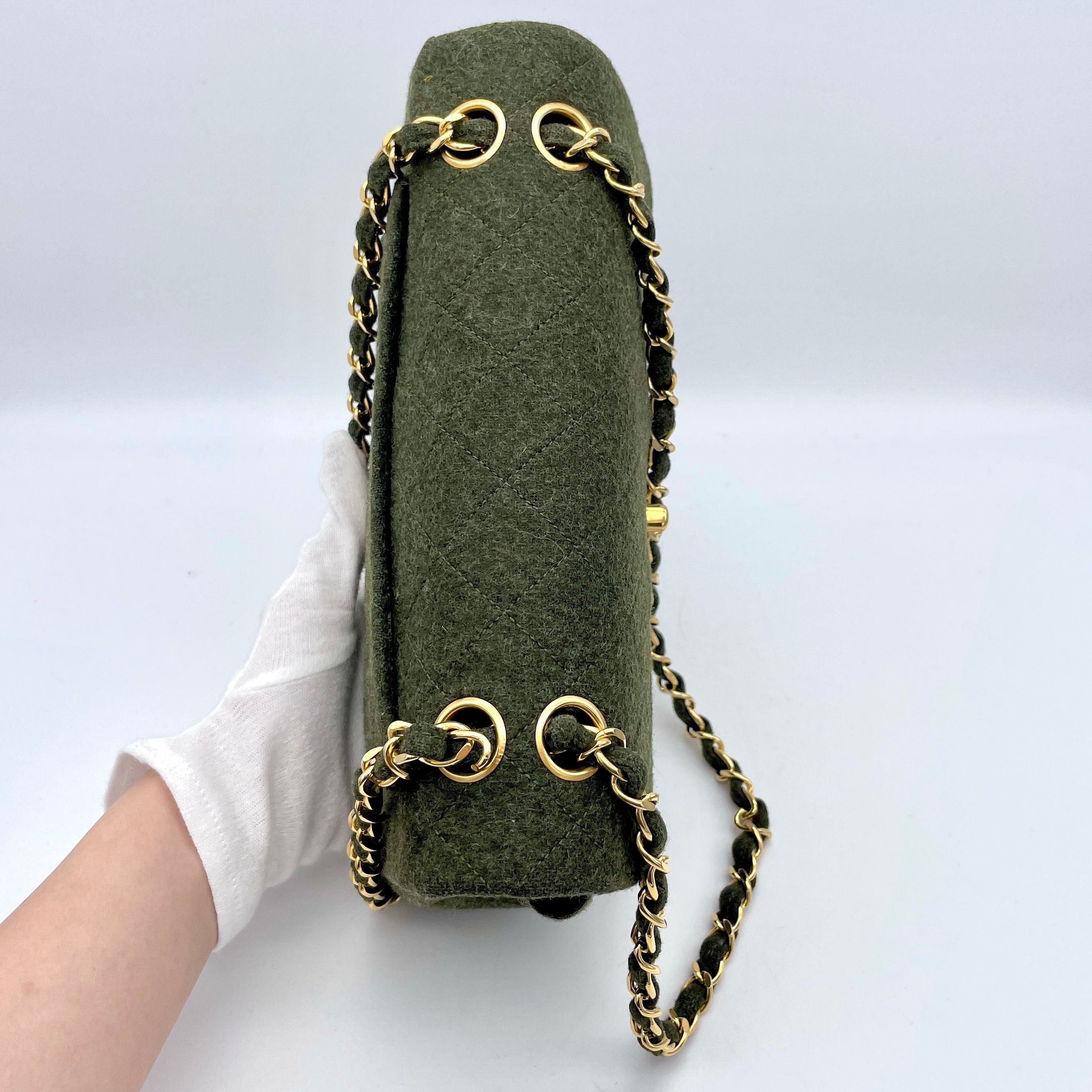 Chanel Chanel Matelasse Classic Flap 23 Wool Green Ghw Size ONE SIZE - 8 Thumbnail