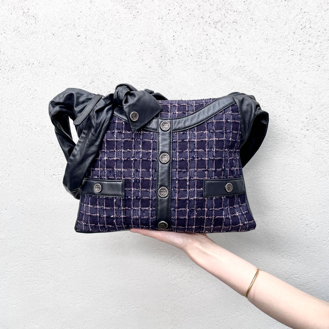 Chanel Chanel 2015Ss Collection Girl Purple Tweed Black Lump Skin Leather Size ONE SIZE - 3 Thumbnail