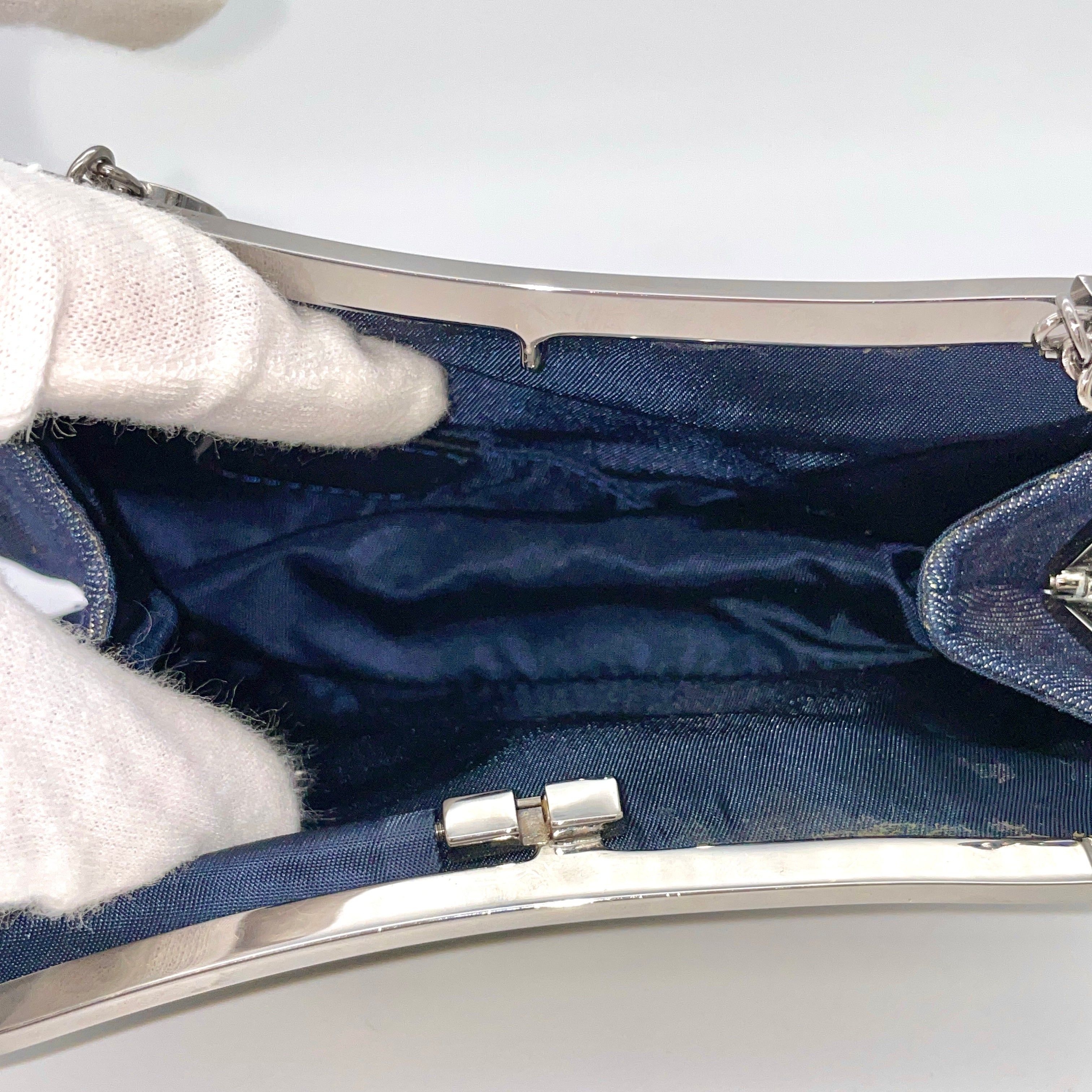 Dior Christian Dior Denim Bead Embroidery Mini Chain Saddle Bag Size ONE SIZE - 7 Thumbnail