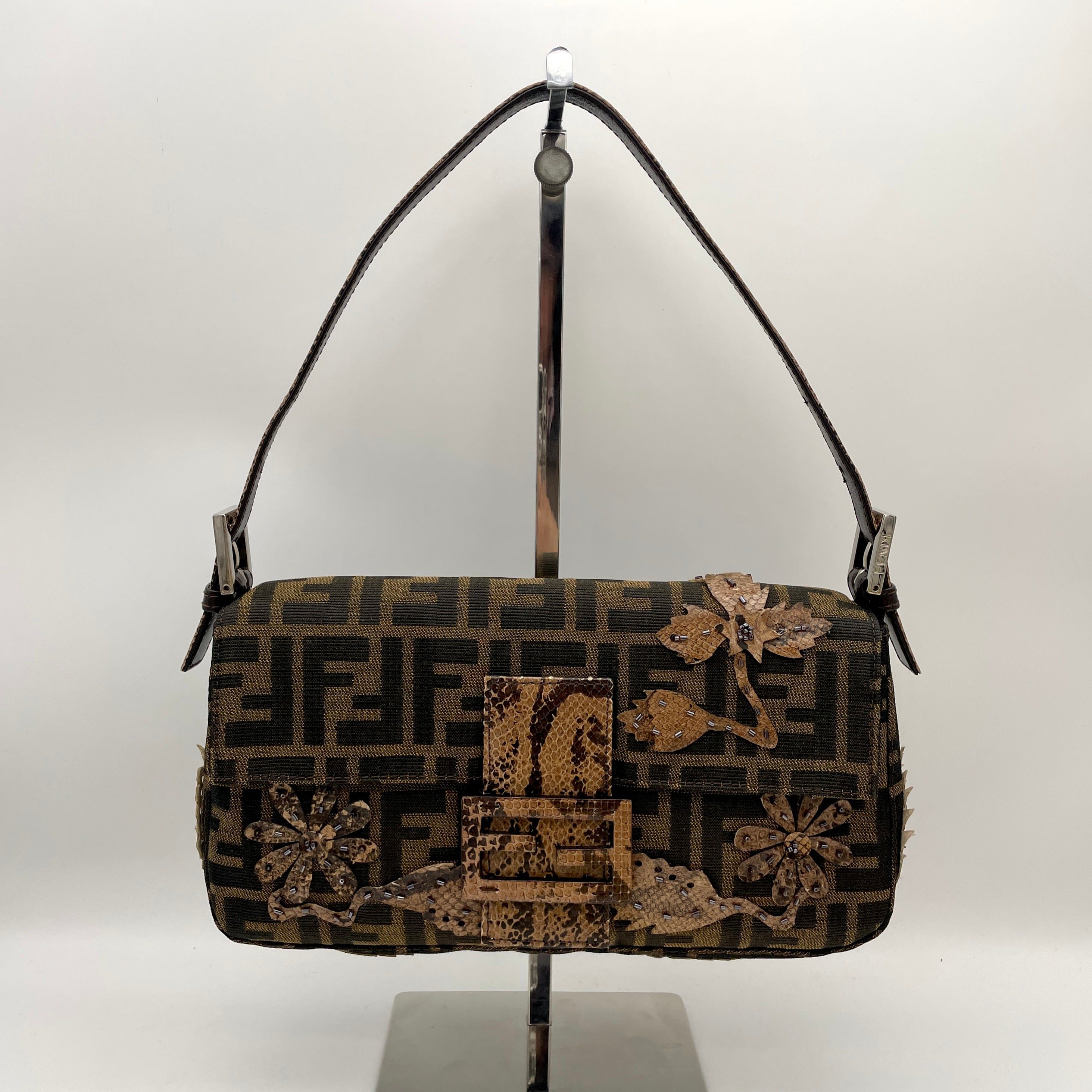 Fendi Fendi Zucca Lizard Skin X Beads Embroidery Mamma Bucket Pm Size ONE SIZE - 3 Thumbnail