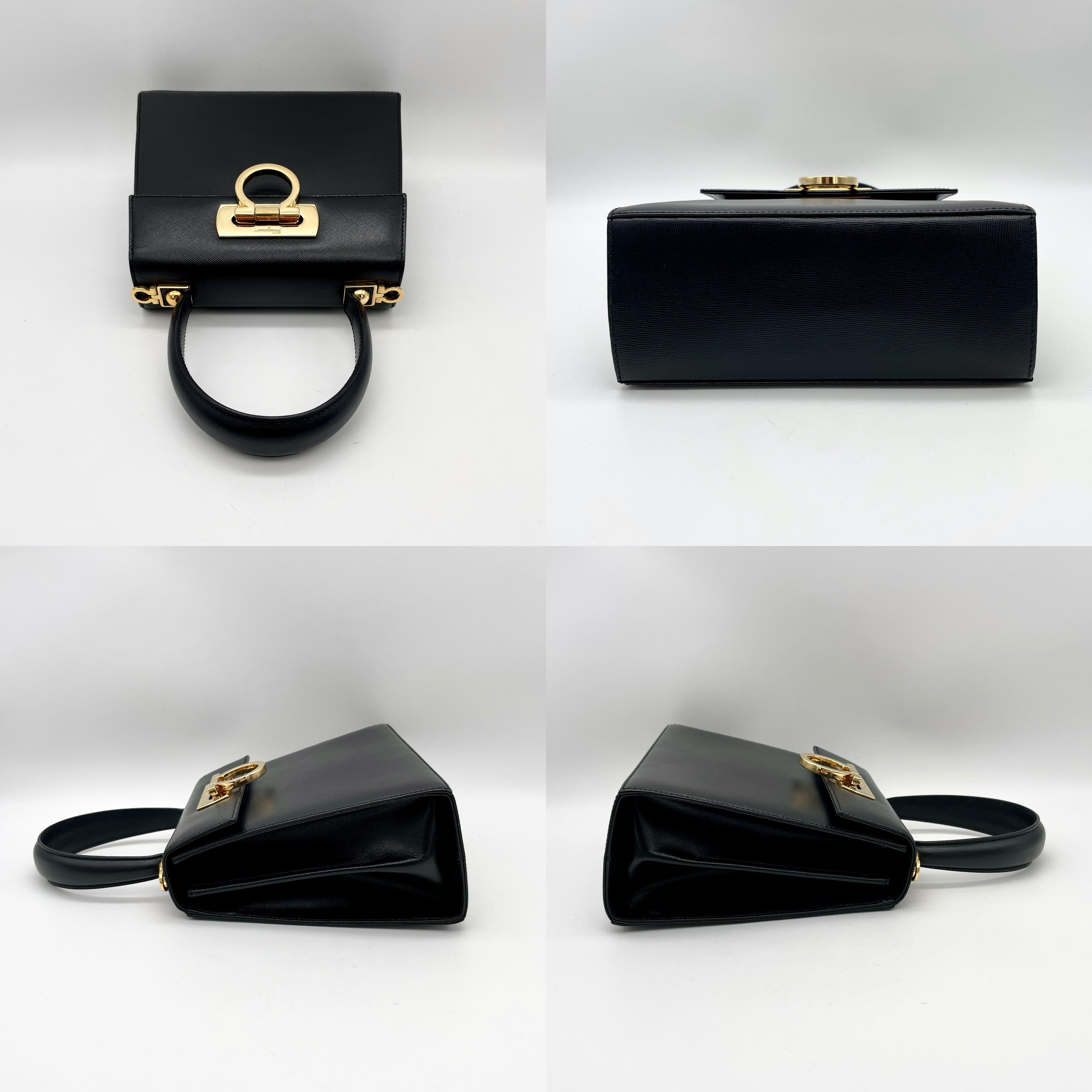 Salvatore Ferragamo Salvatore Ferragamo Gancini Top Handbag Black Ghw Size ONE SIZE - 7 Thumbnail