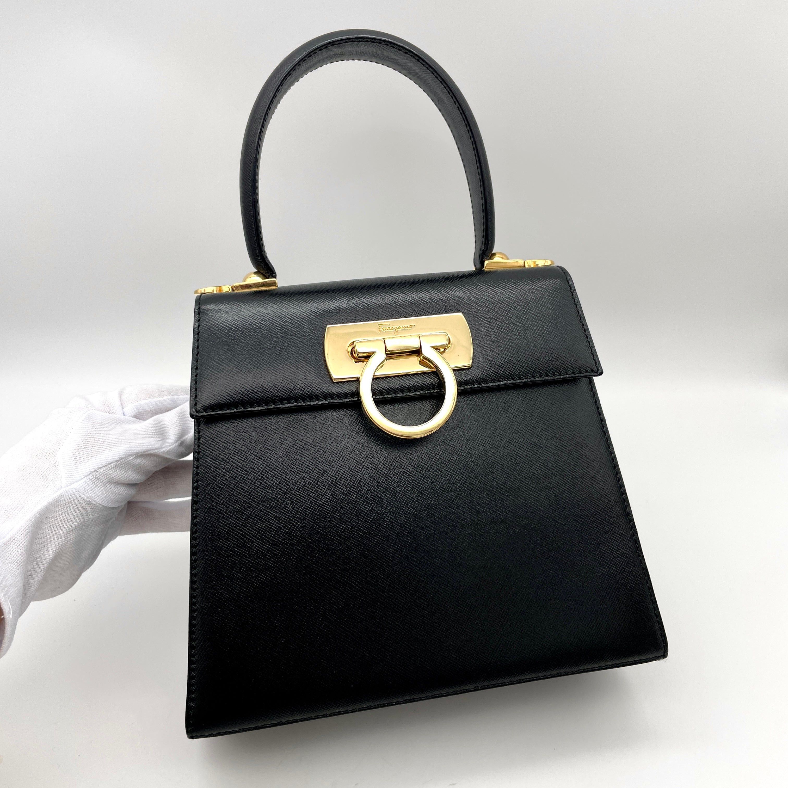 Salvatore Ferragamo Salvatore Ferragamo Gancini Top Handbag Black Ghw Size ONE SIZE - 5 Thumbnail
