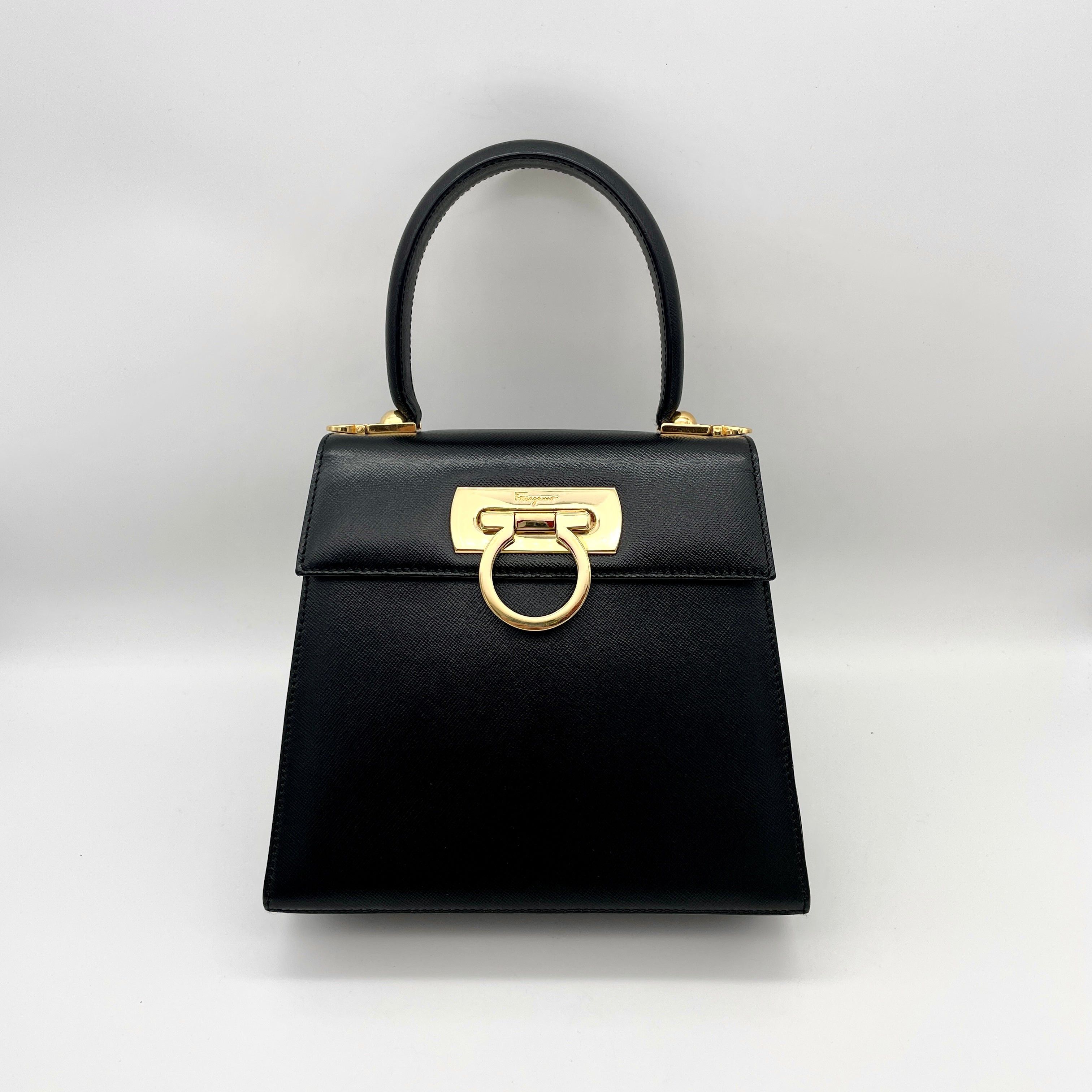 Salvatore Ferragamo Salvatore Ferragamo Gancini Top Handbag Black Ghw Size ONE SIZE - 3 Thumbnail