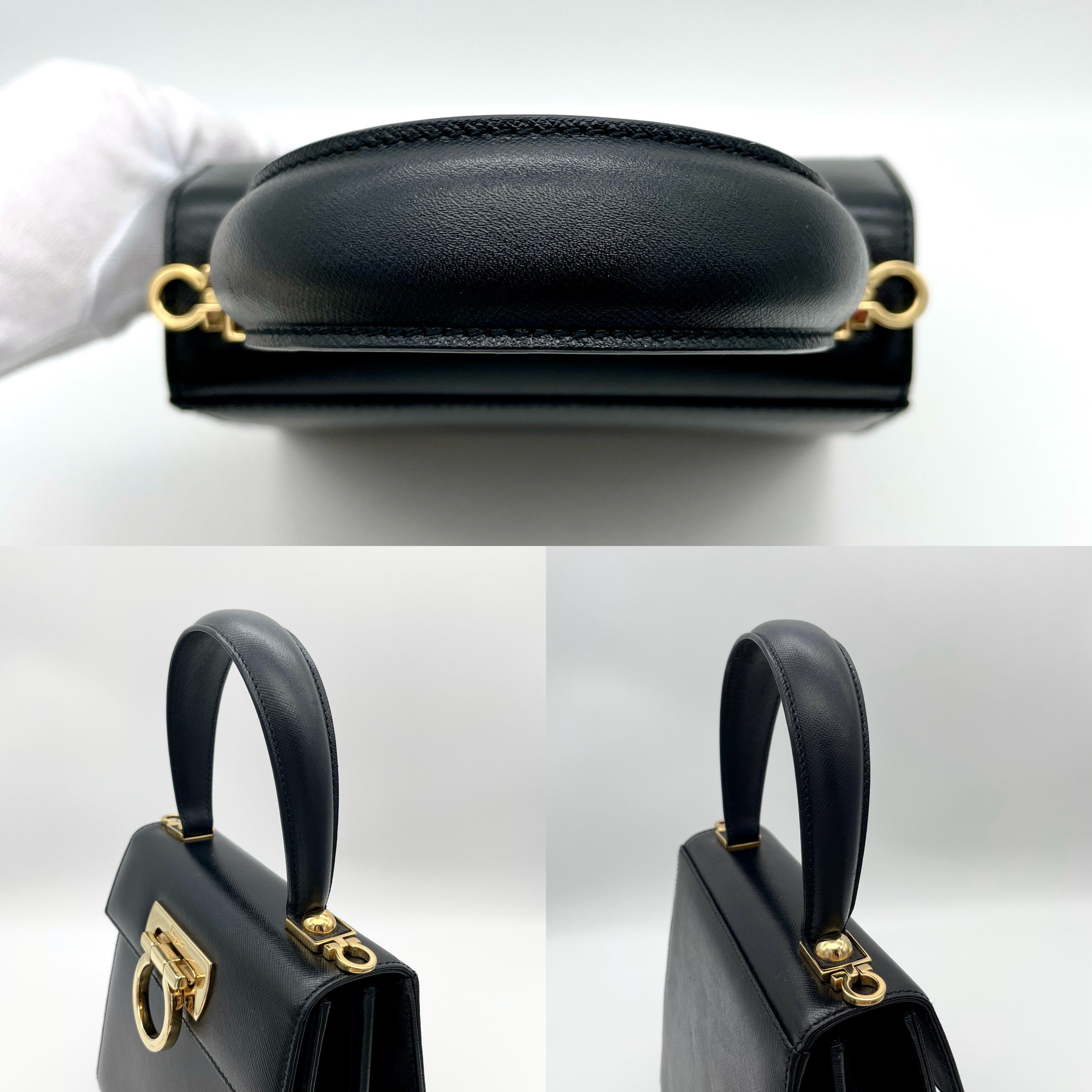 Salvatore Ferragamo Salvatore Ferragamo Gancini Top Handbag Black Ghw Size ONE SIZE - 8 Thumbnail