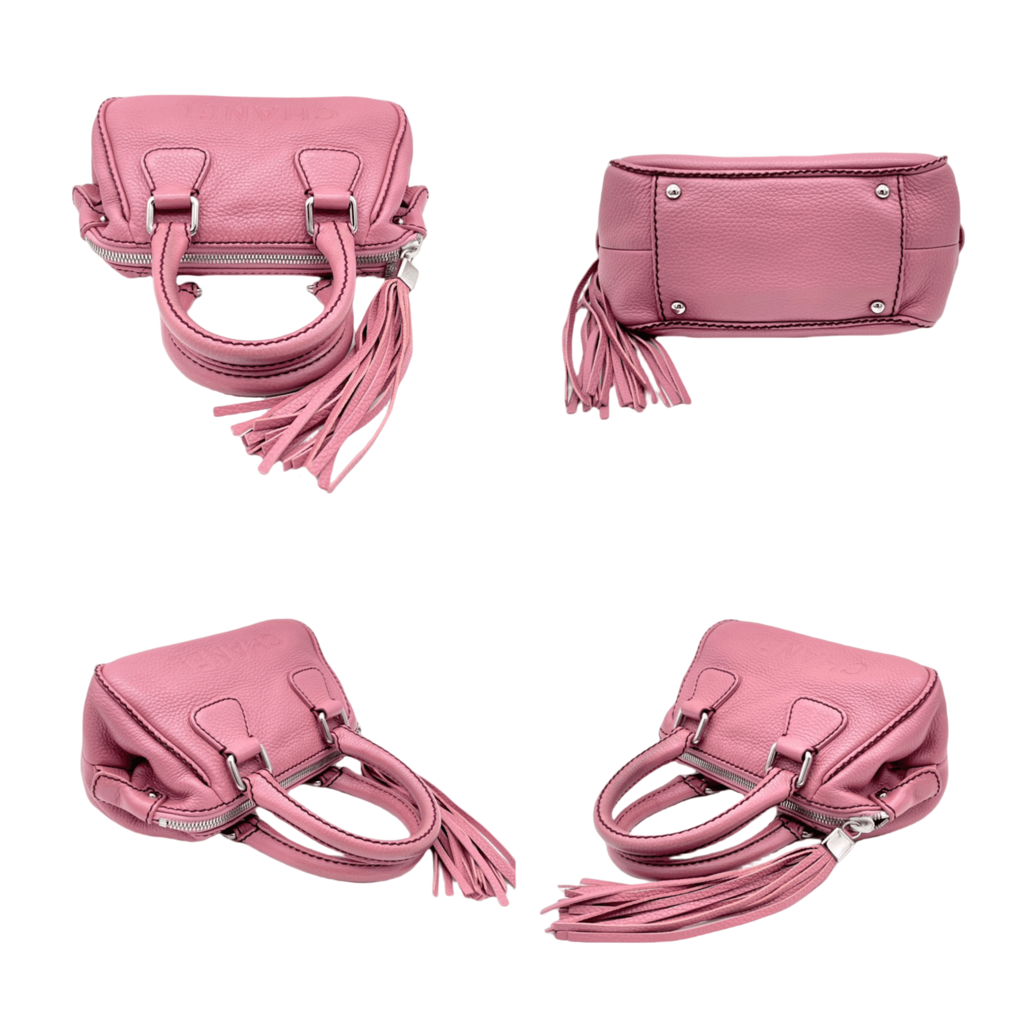 Chanel Chanel Caviar Skin Leather Logo Handbag Pink Size ONE SIZE - 7 Thumbnail