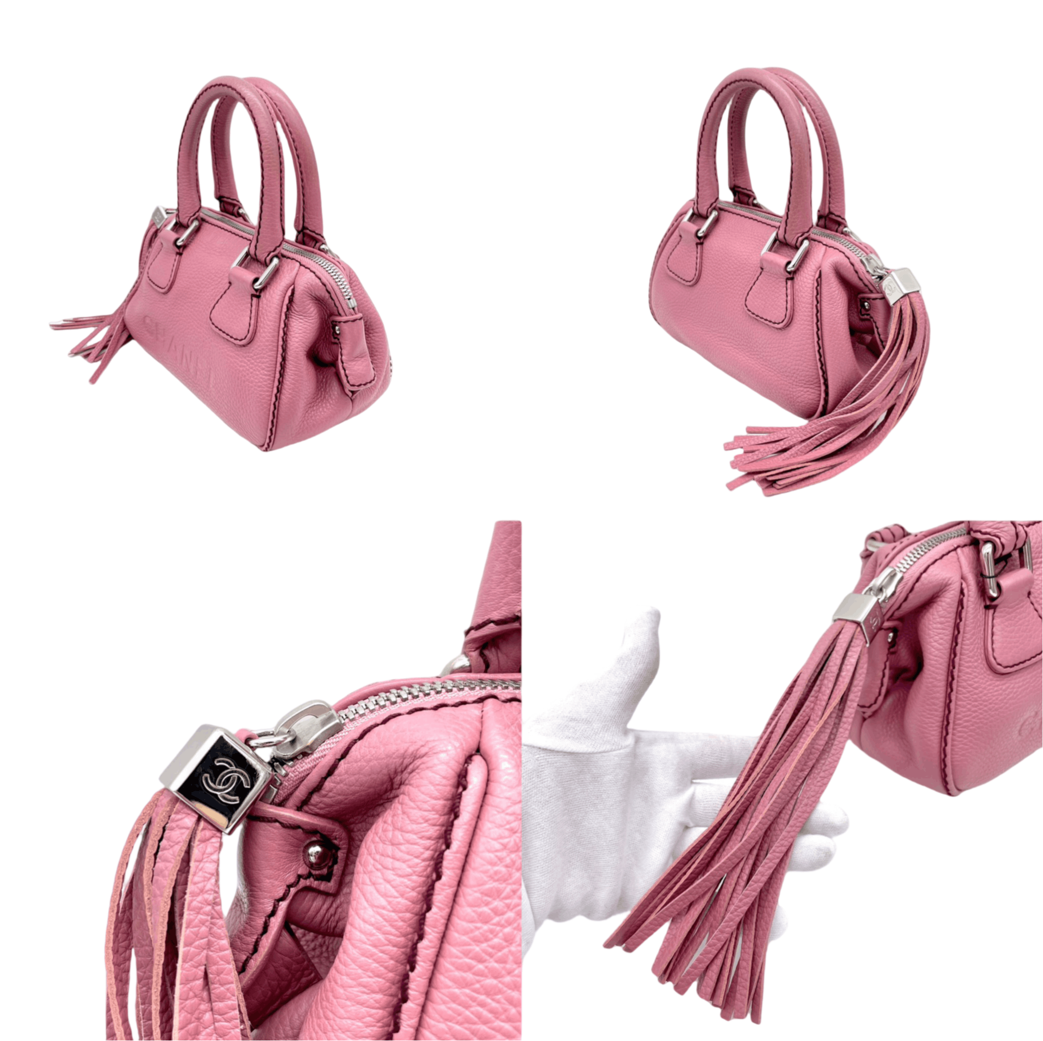 Chanel Chanel Caviar Skin Leather Logo Handbag Pink Size ONE SIZE - 9 Thumbnail