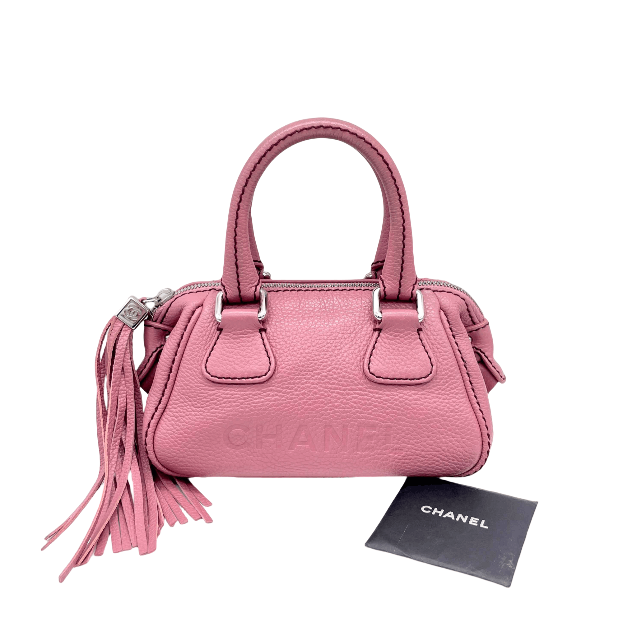 Chanel Chanel Caviar Skin Leather Logo Handbag Pink Size ONE SIZE - 4 Thumbnail