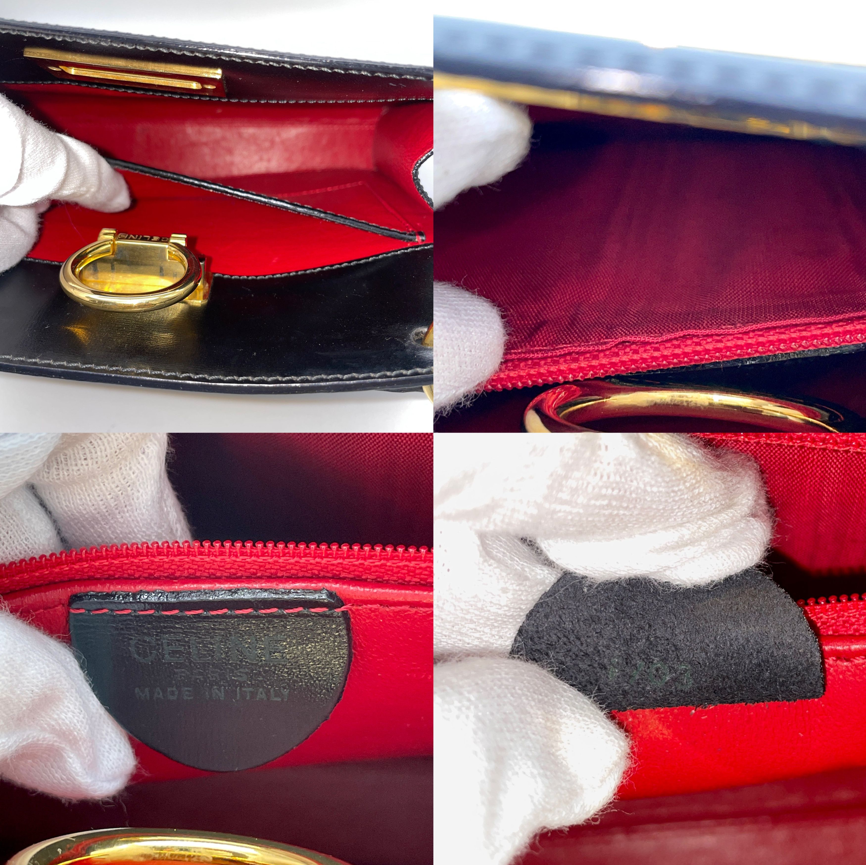 Celine Celine Gancini Handbag Leather Black X Gold Size ONE SIZE - 9 Thumbnail