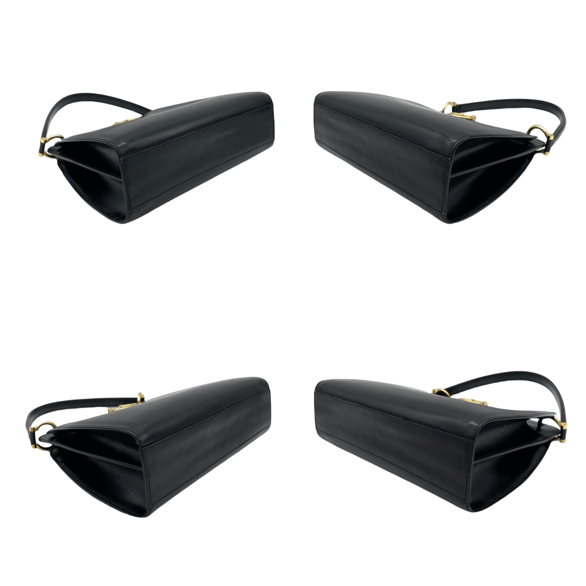 Celine Celine Gancini Handbag Leather Black X Gold Size ONE SIZE - 8 Thumbnail