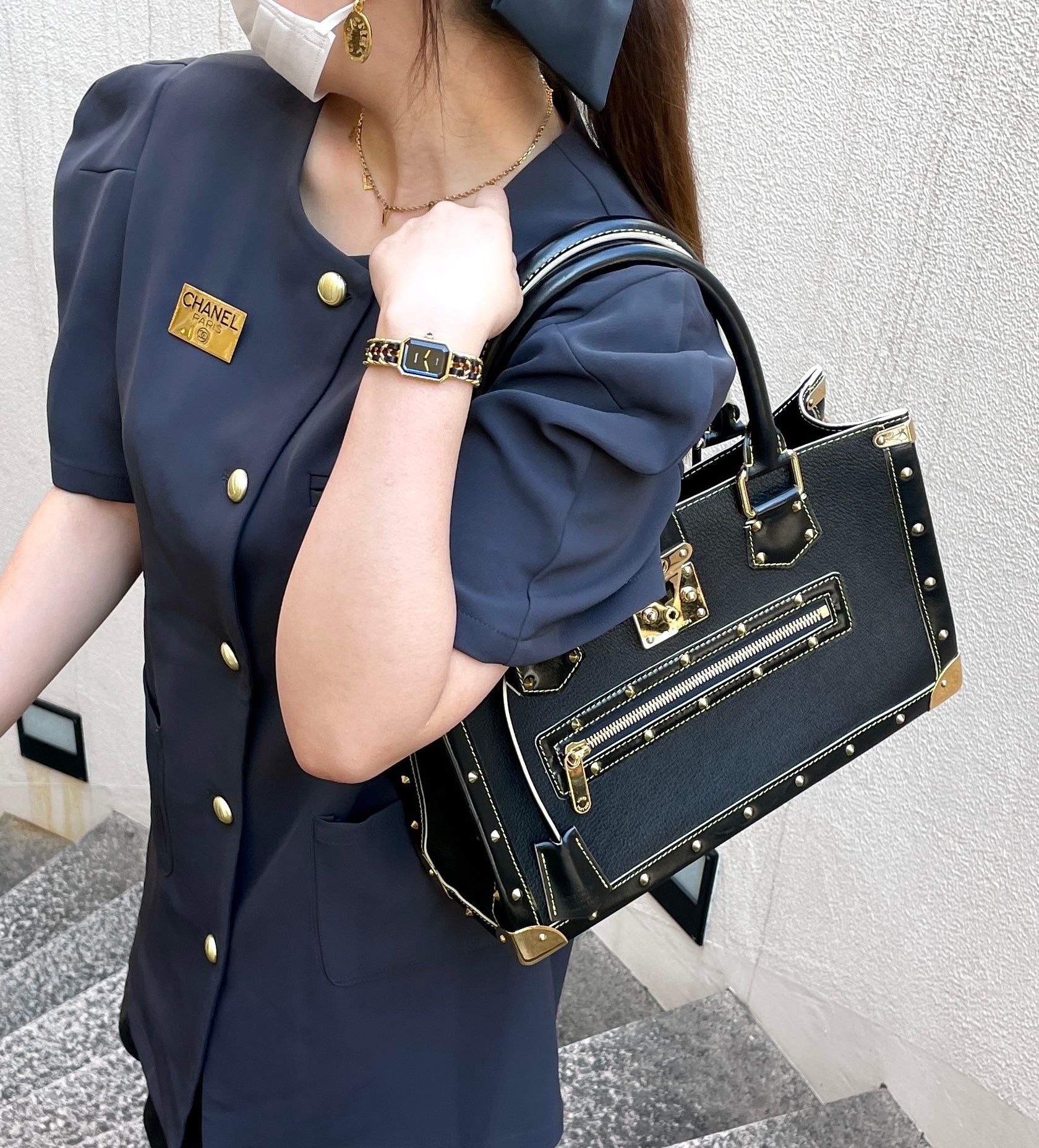 Louis Vuitton Louis Vuitton Medium Black Leather Suhali Fabuleux Tote Bag Handbag M922074 Size ONE SIZE - 2 Thumbnail