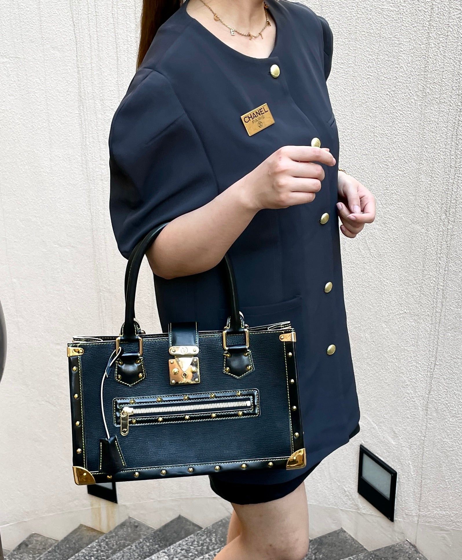 Louis Vuitton Louis Vuitton Medium Black Leather Suhali Fabuleux Tote Bag Handbag M922074 Size ONE SIZE - 3 Thumbnail