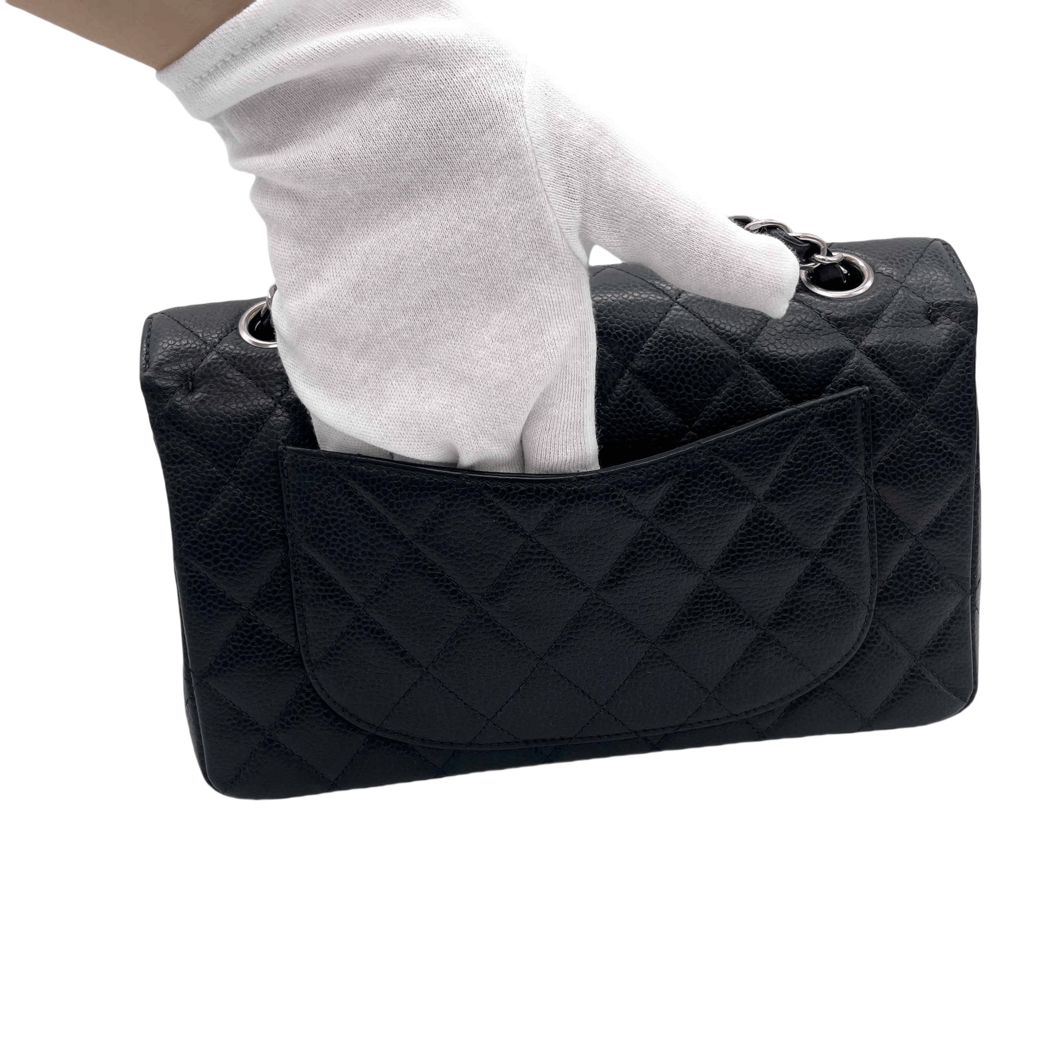 Chanel Chanel Matelassé Caviar Skin Leather Classic Flap W-Chain Shoulder Bag Pm 23Cm # Size ONE SIZE - 9 Thumbnail