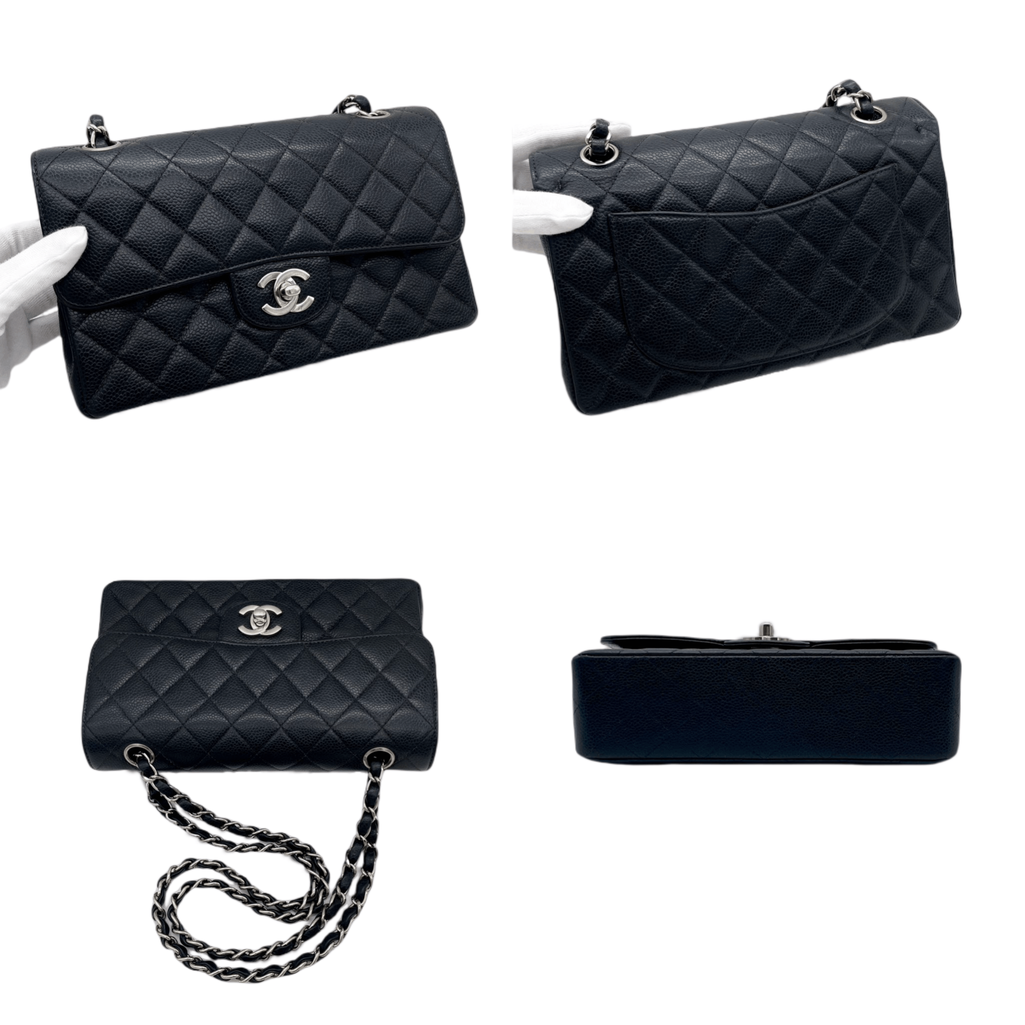 Chanel Chanel Matelassé Caviar Skin Leather Classic Flap W-Chain Shoulder Bag Pm 23Cm # Size ONE SIZE - 5 Thumbnail