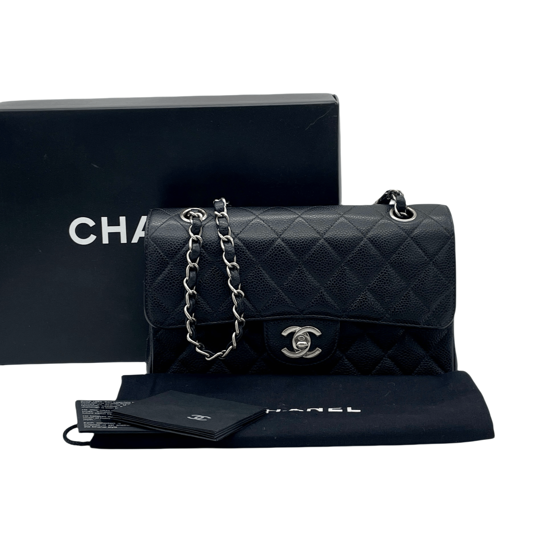 Chanel Chanel Matelassé Caviar Skin Leather Classic Flap W-Chain Shoulder Bag Pm 23Cm # Size ONE SIZE - 3 Thumbnail