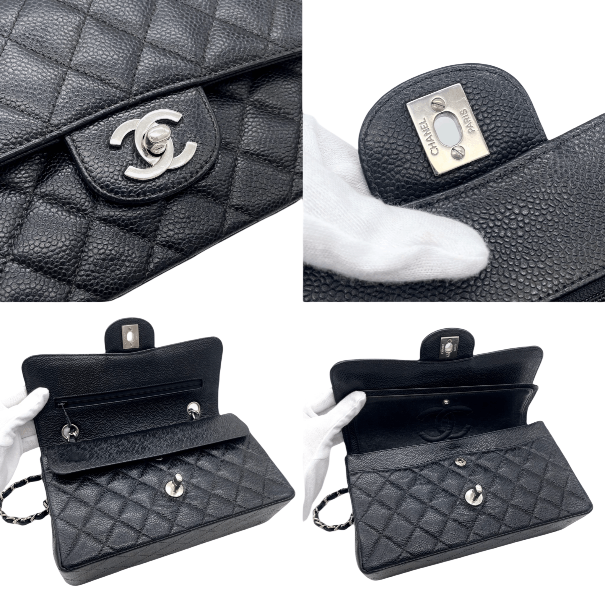 Chanel Chanel Matelassé Caviar Skin Leather Classic Flap W-Chain Shoulder Bag Pm 23Cm # Size ONE SIZE - 8 Thumbnail