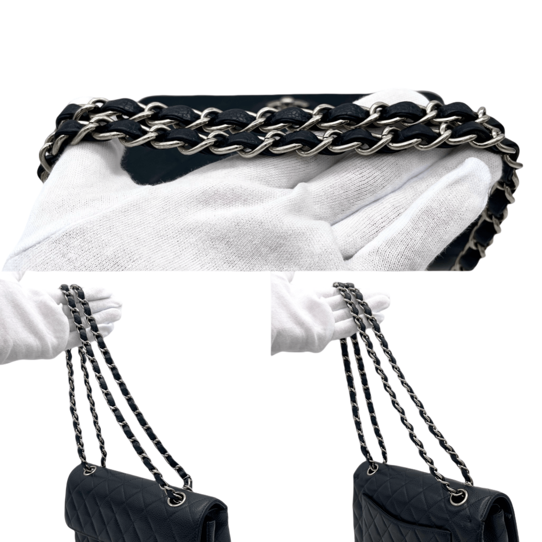 Chanel Chanel Matelassé Caviar Skin Leather Classic Flap W-Chain Shoulder Bag Pm 23Cm # Size ONE SIZE - 7 Thumbnail