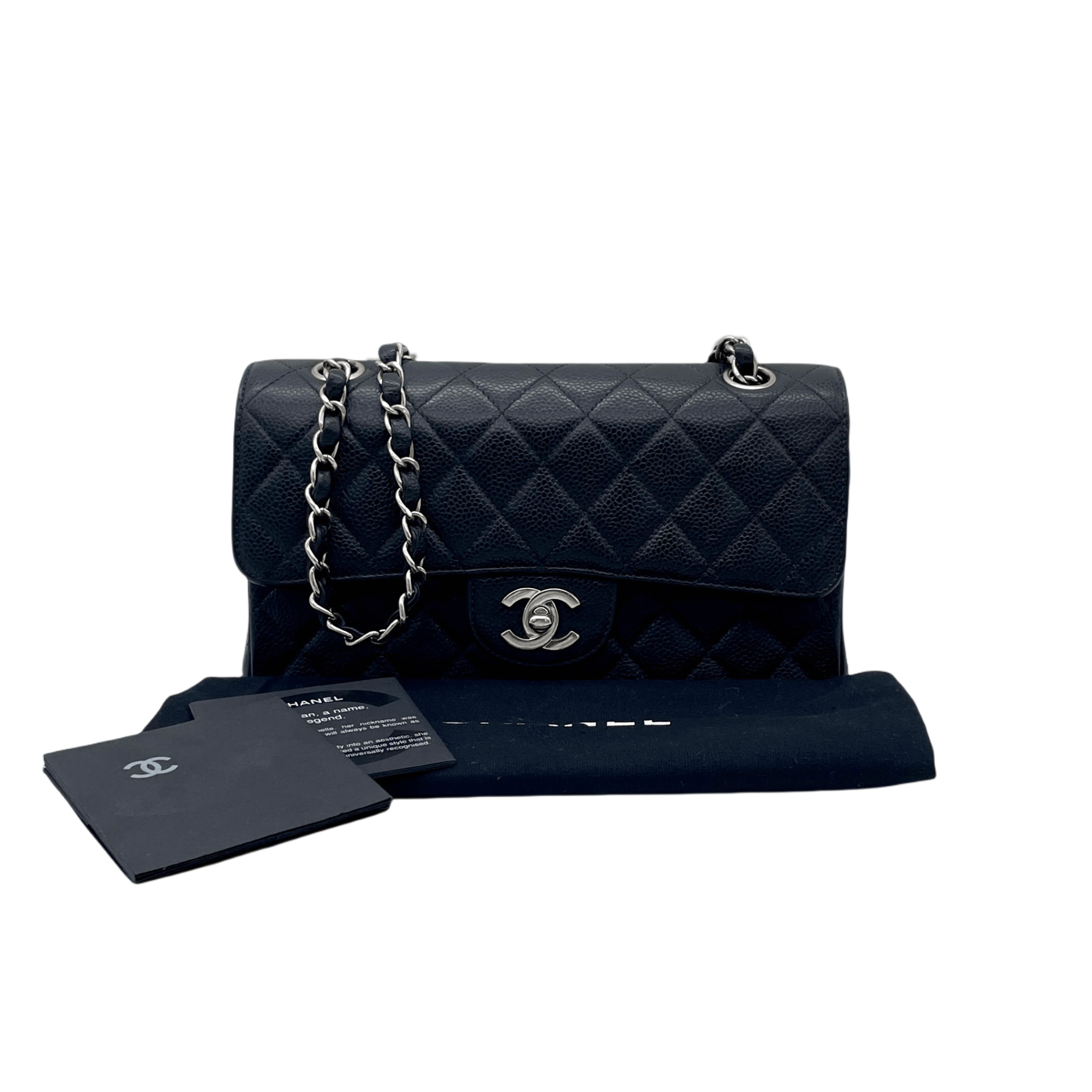 Chanel Chanel Matelassé Caviar Skin Leather Classic Flap W-Chain Shoulder Bag Pm 23Cm # Size ONE SIZE - 4 Thumbnail