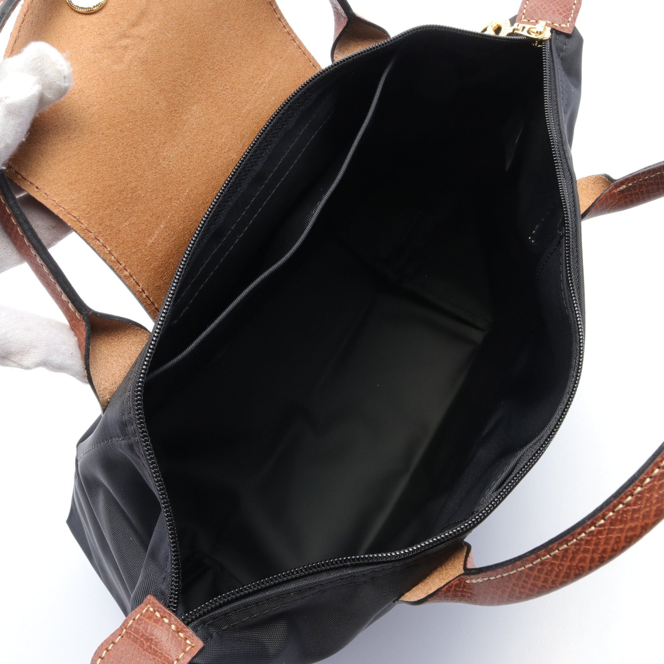 Longchamp Longchamp Le Preage Original S Handbag Nylon Leather Black Brown Size ONE SIZE - 3 Thumbnail