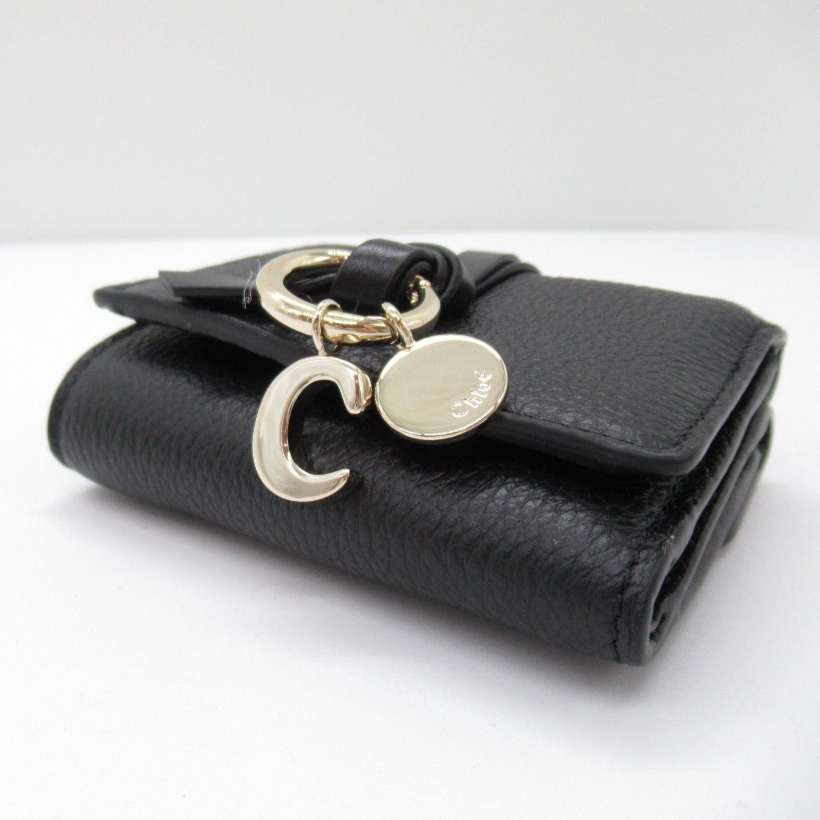 Chloe Chloe Double Hook Trifold Wallet Leather Black Size ONE SIZE - 4 Thumbnail