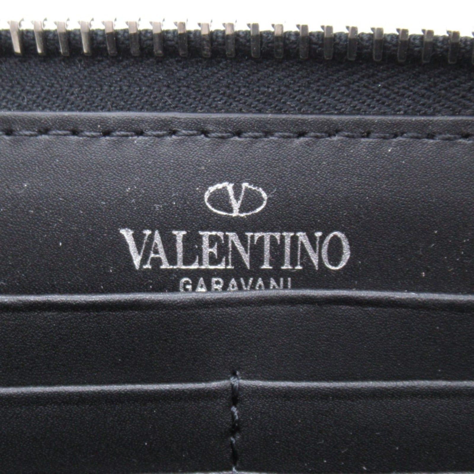 Valentino Valentino Round Long Wallet Zipper Leather Black White Size ONE SIZE - 6 Thumbnail