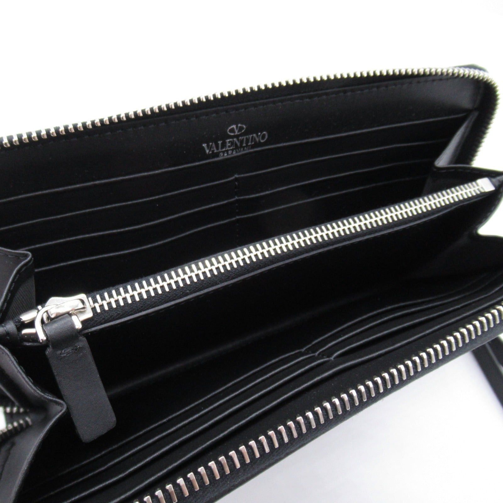 Valentino Valentino Round Long Wallet Zipper Leather Black White Size ONE SIZE - 3 Thumbnail