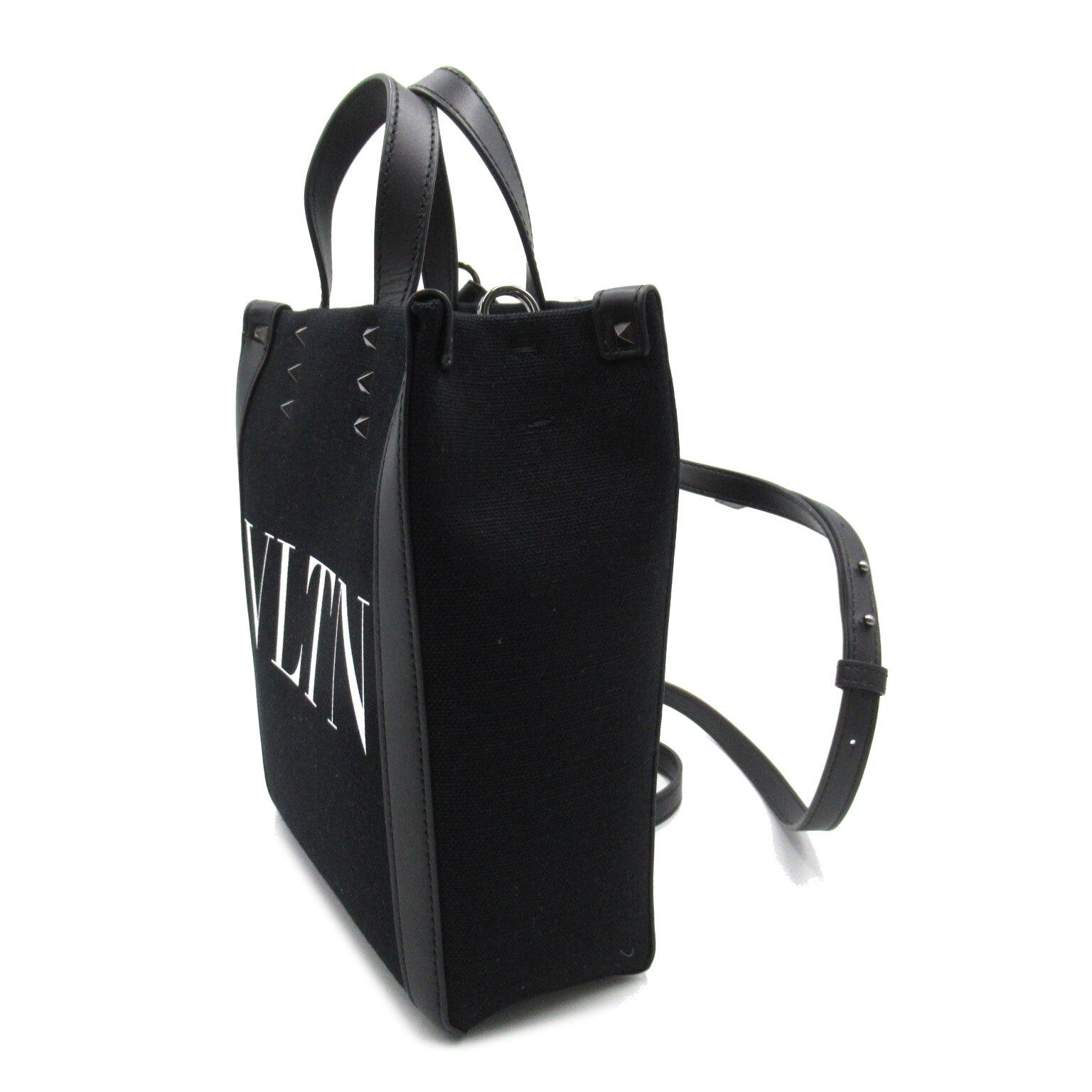 Valentino Valentino Shoulder Bag Canvas Leather Black Nero Bianco Size ONE SIZE - 3 Thumbnail