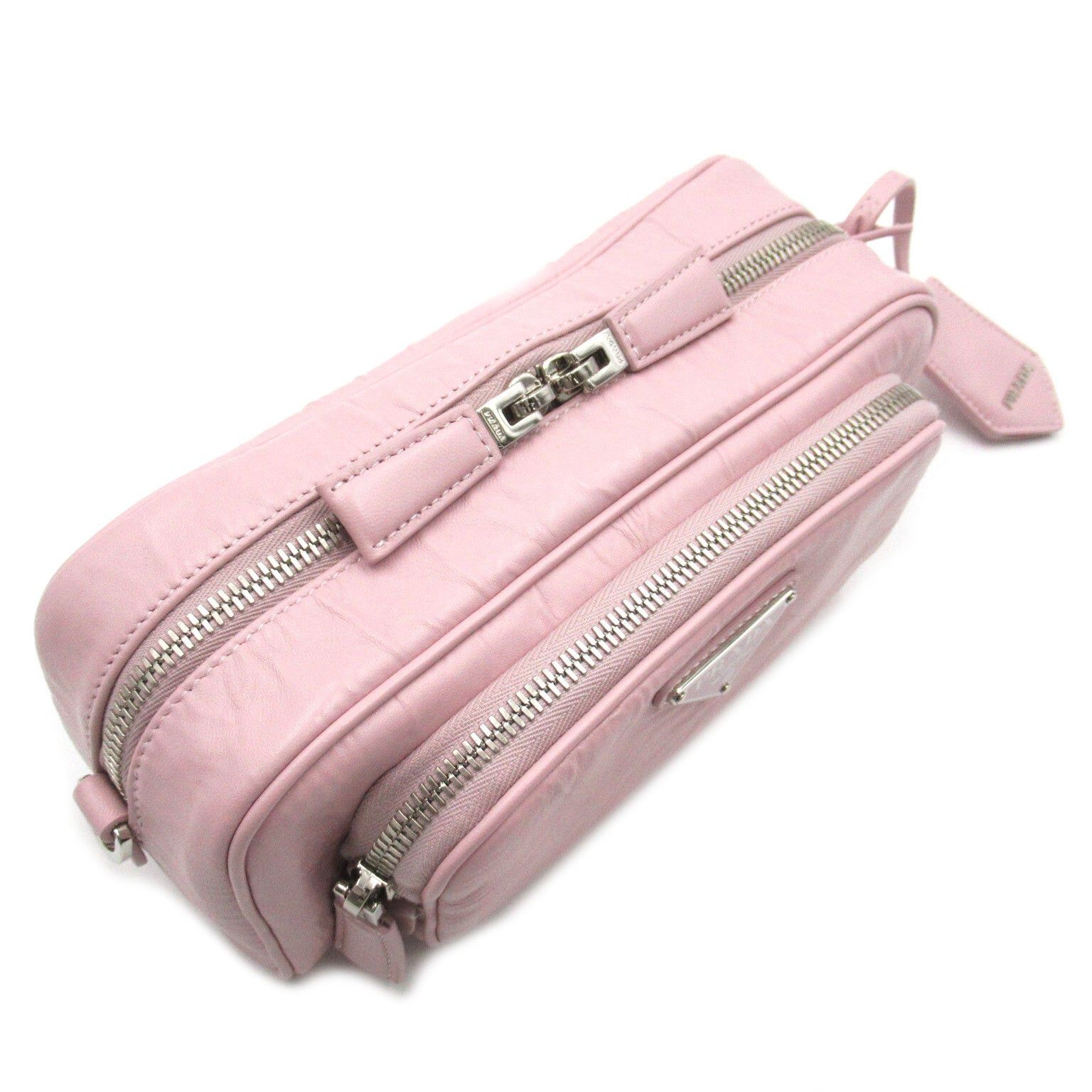 Prada Prada Nappa Antique Leather Multi-Pocket Shoulder Bag Pink Alabaster Size ONE SIZE - 4 Thumbnail