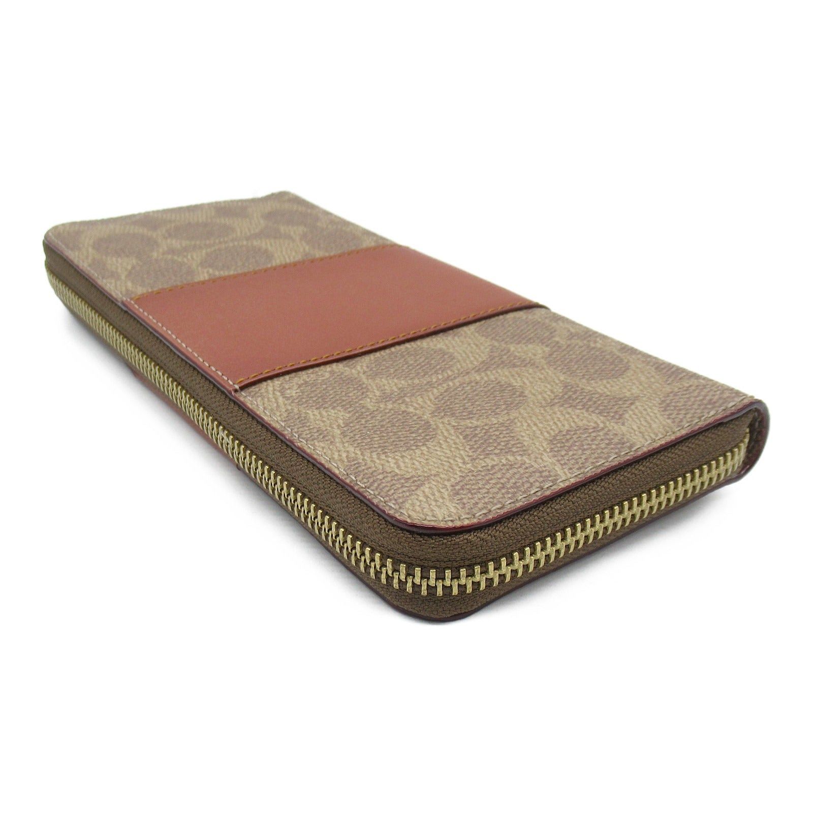 Coach Coach Round Long Wallet Zipper Coated Canvas Brown Tan Rust/Khaki Size ONE SIZE - 4 Thumbnail