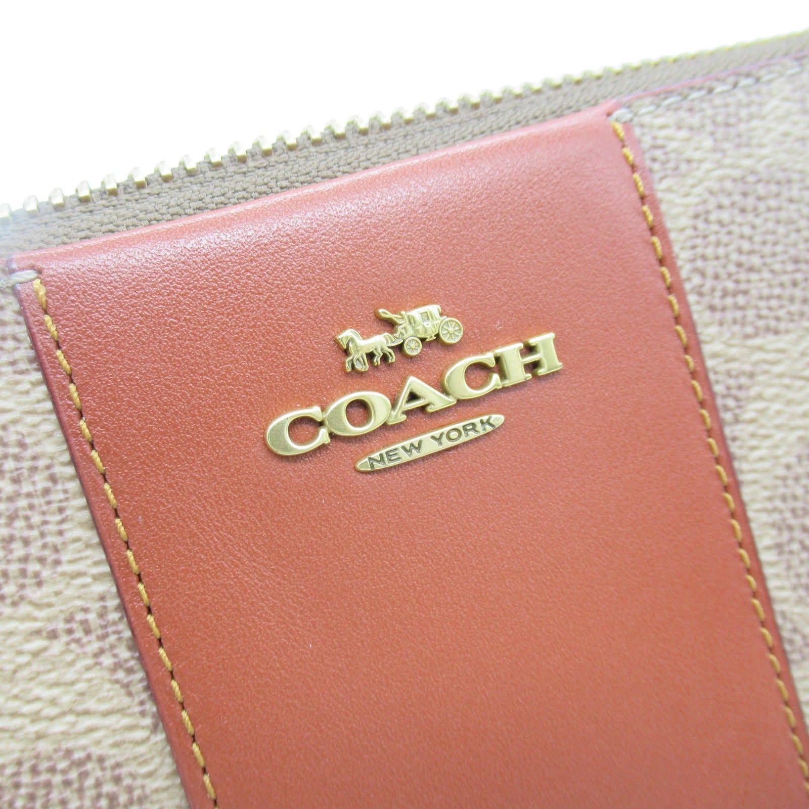 Coach Coach Round Long Wallet Zipper Coated Canvas Brown Tan Rust/Khaki Size ONE SIZE - 7 Thumbnail