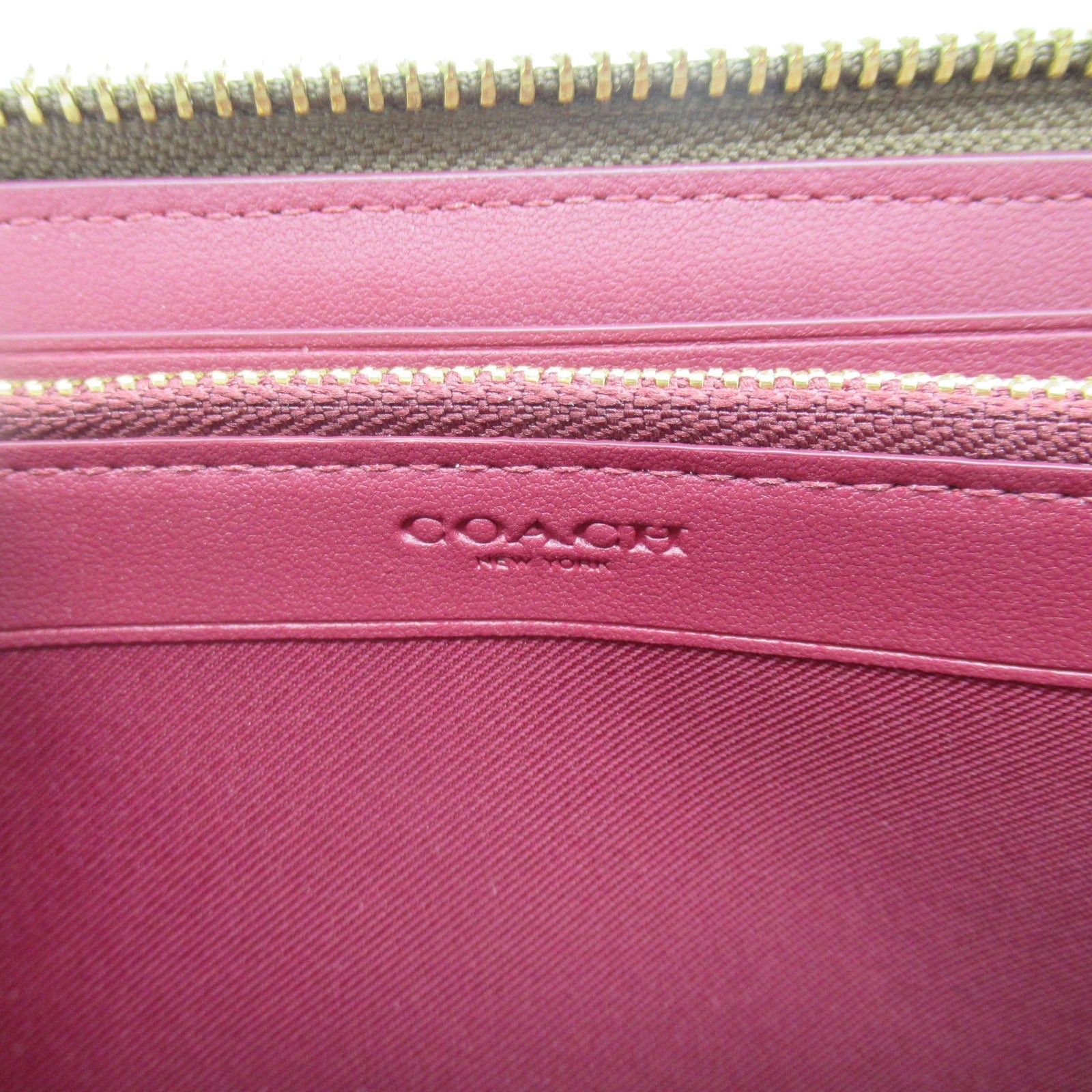 Coach Coach Round Long Wallet Zipper Coated Canvas Brown Tan Rust/Khaki Size ONE SIZE - 6 Thumbnail