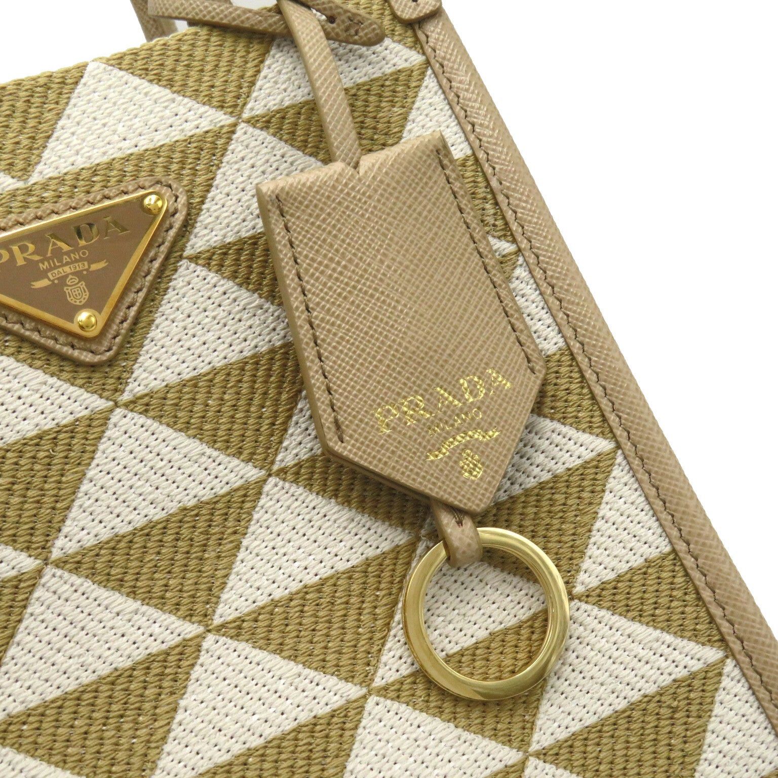 Prada Prada Shoulder Bag Leather Canvas Beige White Corda/Talco Size ONE SIZE - 10 Thumbnail