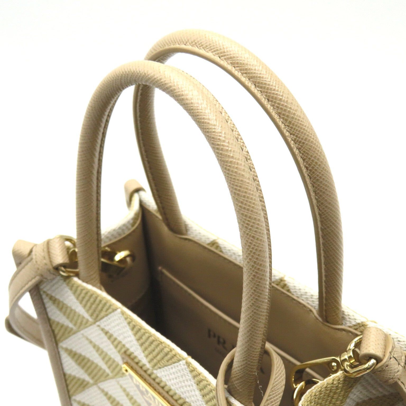 Prada Prada Shoulder Bag Leather Canvas Beige White Corda/Talco Size ONE SIZE - 6 Thumbnail