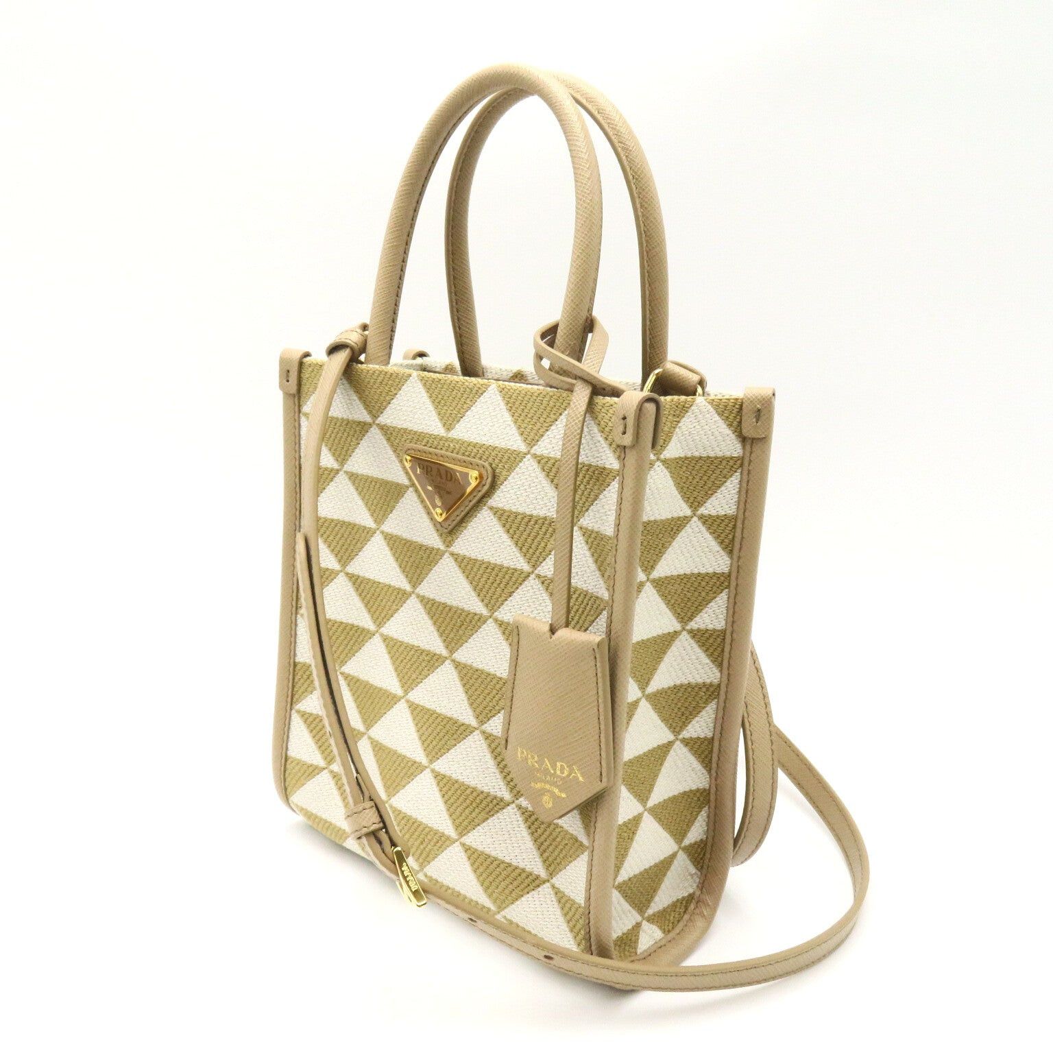 Prada Prada Shoulder Bag Leather Canvas Beige White Corda/Talco Size ONE SIZE - 3 Thumbnail