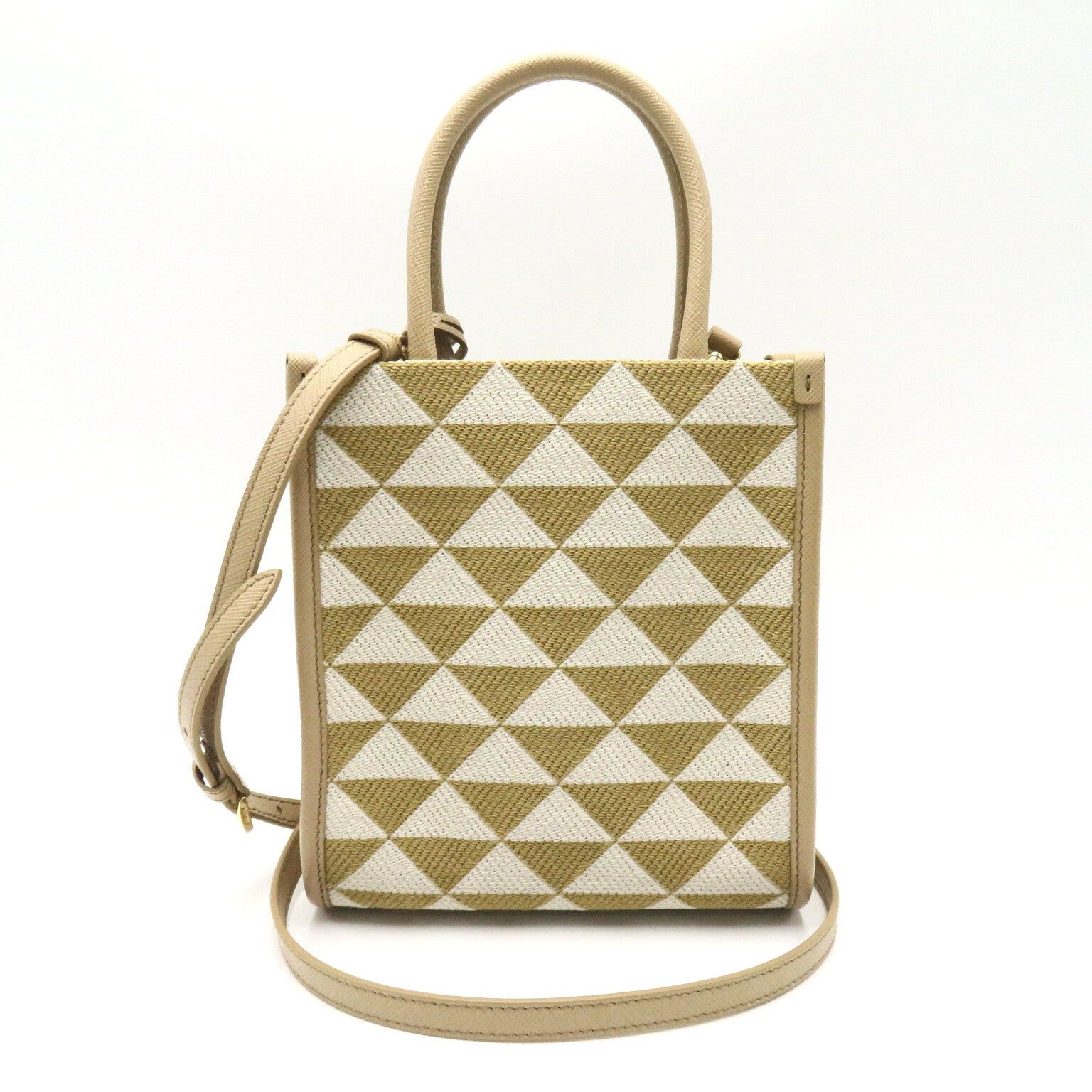 Prada Prada Shoulder Bag Leather Canvas Beige White Corda/Talco Size ONE SIZE - 2 Thumbnail