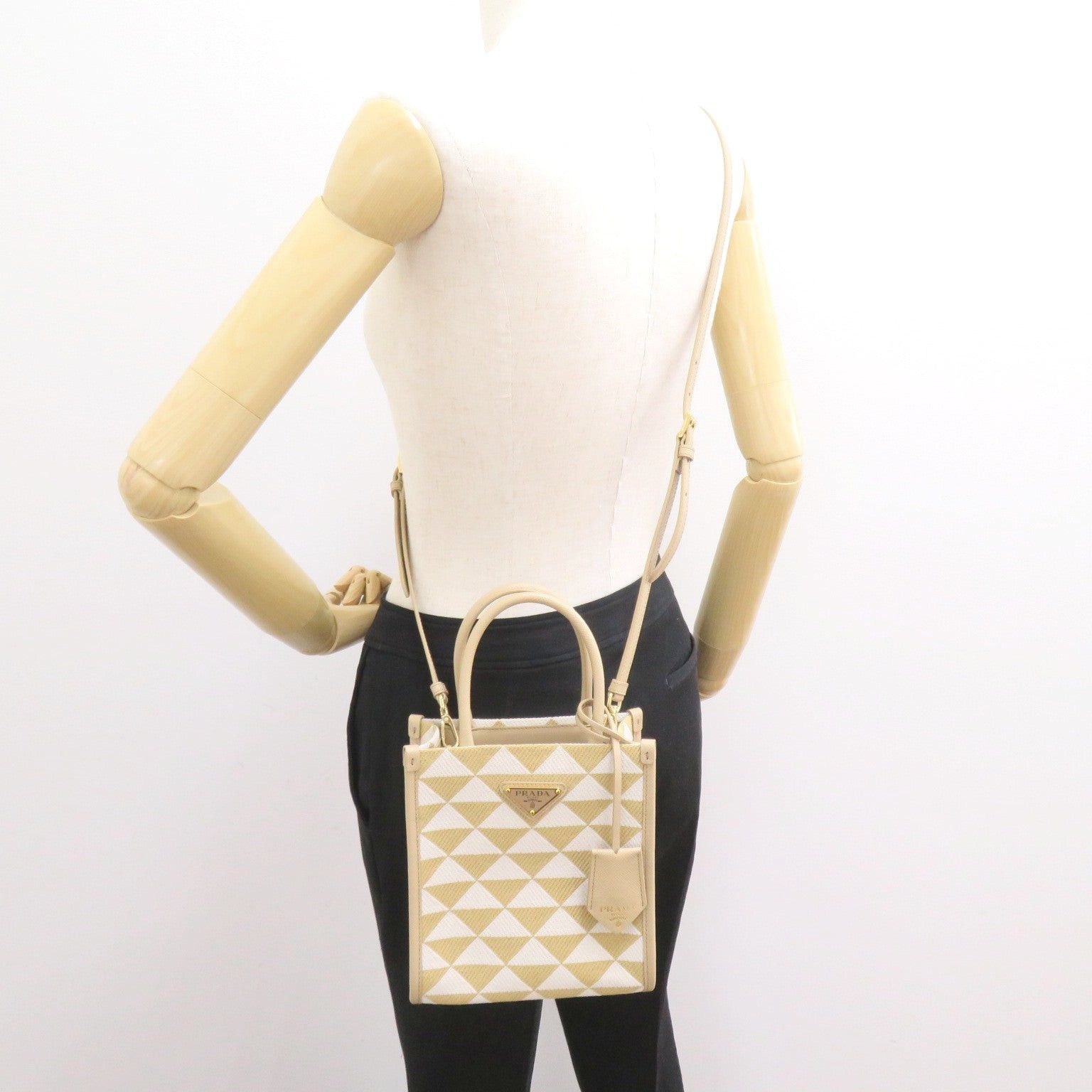 Prada Prada Shoulder Bag Leather Canvas Beige White Corda/Talco Size ONE SIZE - 5 Thumbnail