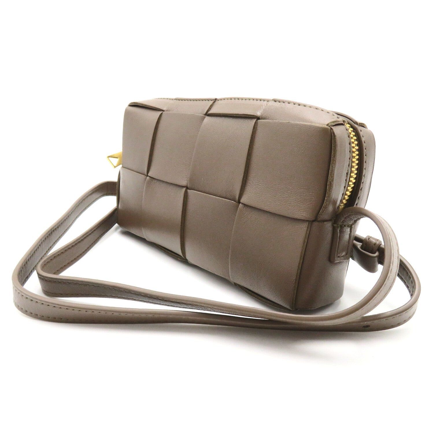 Bottega Veneta Bottega Veneta Cassette Mini Crossbody Bag Shoulder Leather Gray Taupe Size ONE SIZE - 3 Thumbnail