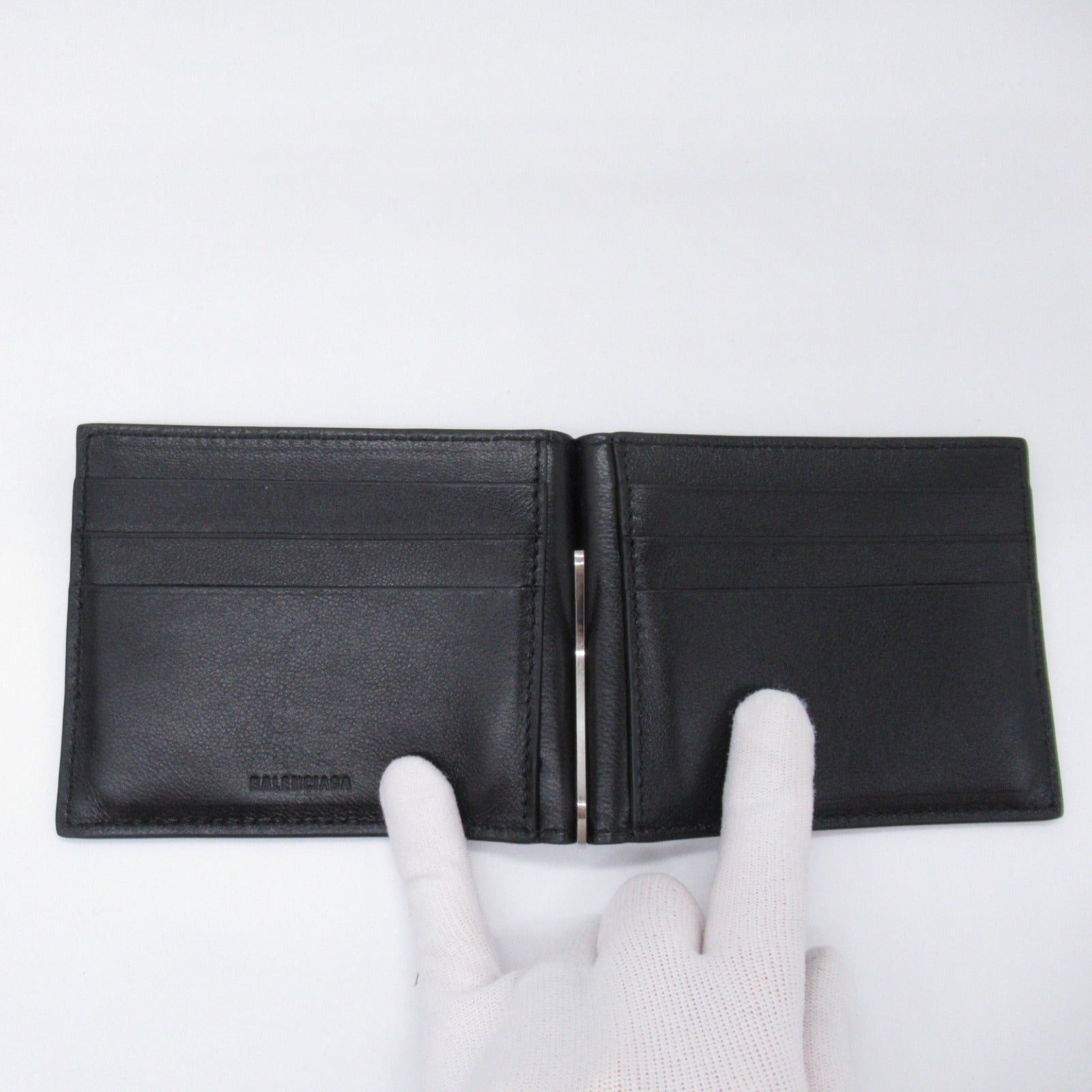 Balenciaga Balenciaga Bi-Fold Wallet Leather Black Size ONE SIZE - 5 Thumbnail