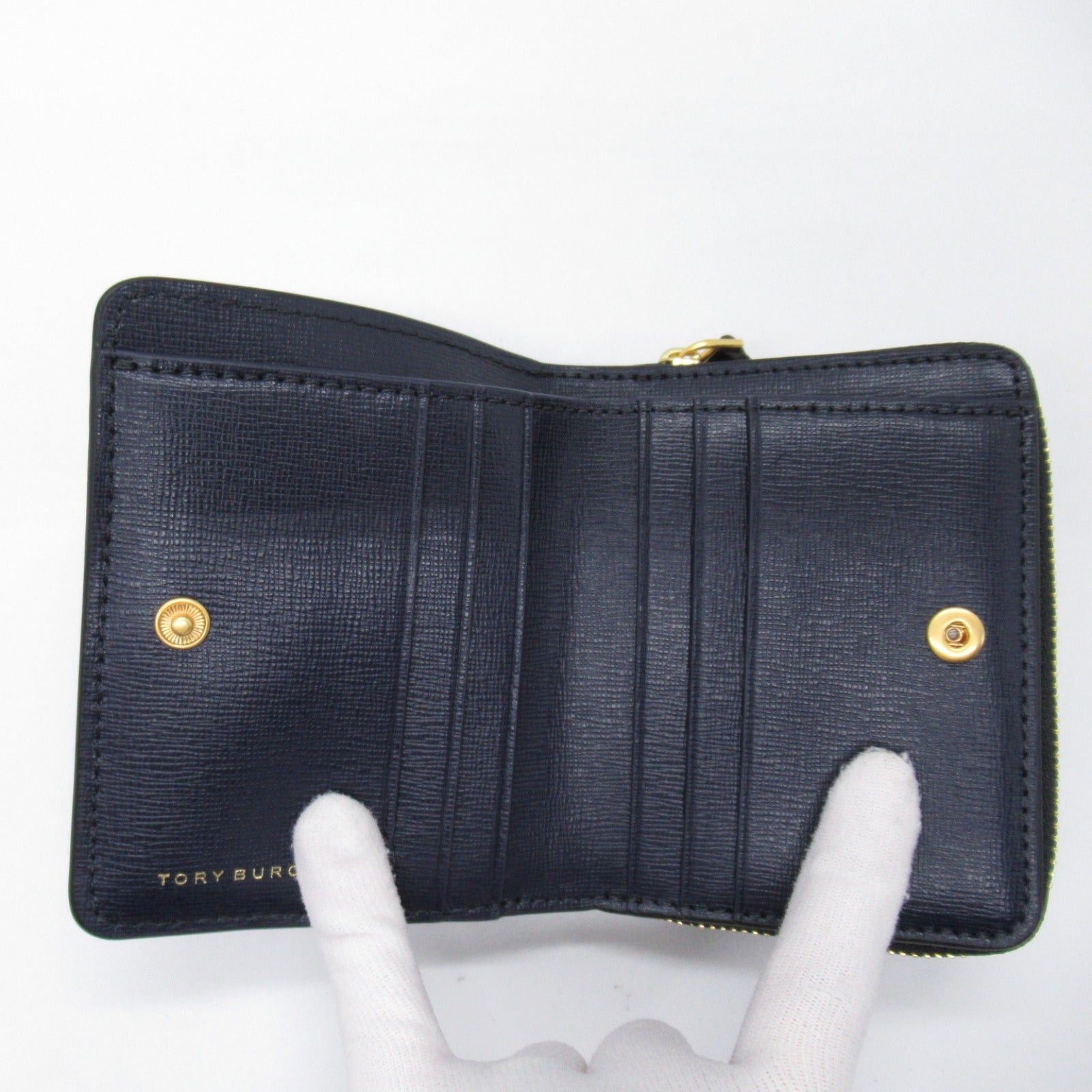 Tory Burch Tory Burch Bi-Fold Wallet Embossed Leather Black Size ONE SIZE - 3 Thumbnail