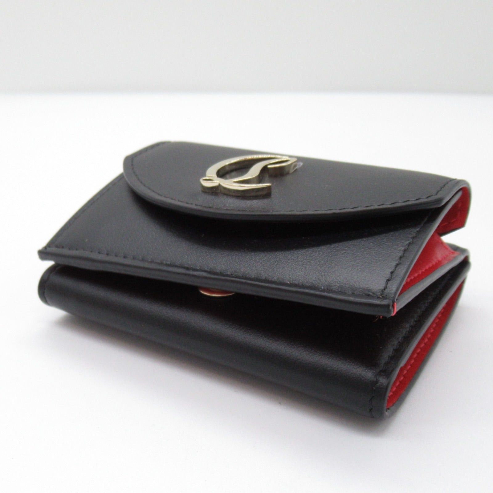Christian Louboutin Christian Louboutin Trifold Wallet Leather Black Black/Gold Size ONE SIZE - 3 Thumbnail