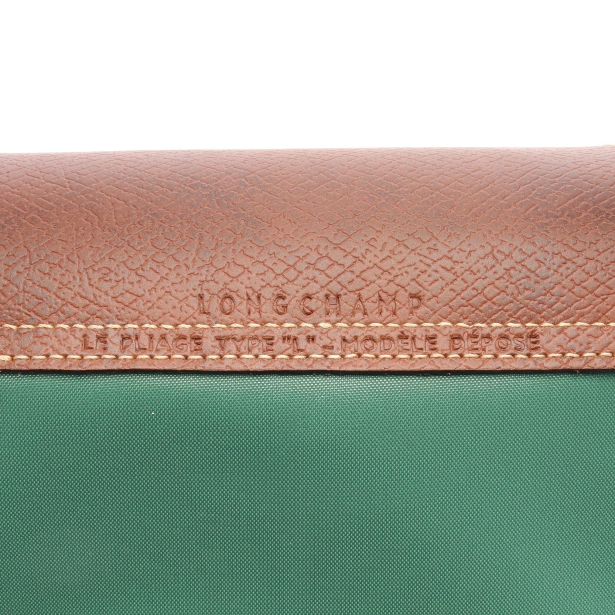 Longchamp Longchamp Le Preage Original Travel S Handbag Tote Bag Nylon Leather Green Brown Size ONE SIZE - 4 Thumbnail