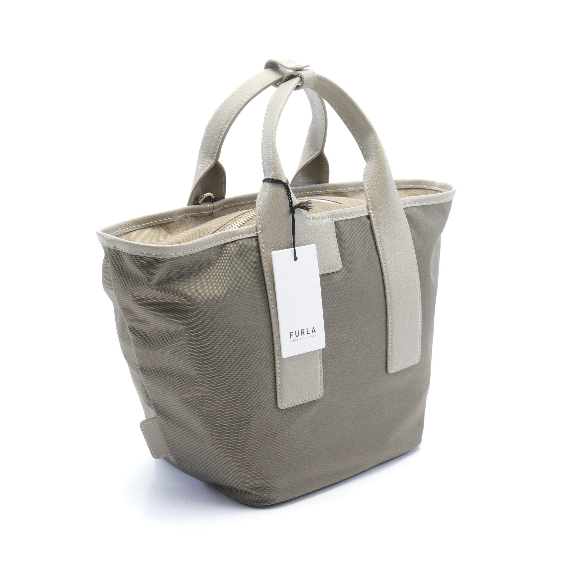 Furla Furla Piuma M Handbag Nylon Canvas Leather Khaki Green Beige Gray Size ONE SIZE - 2 Thumbnail